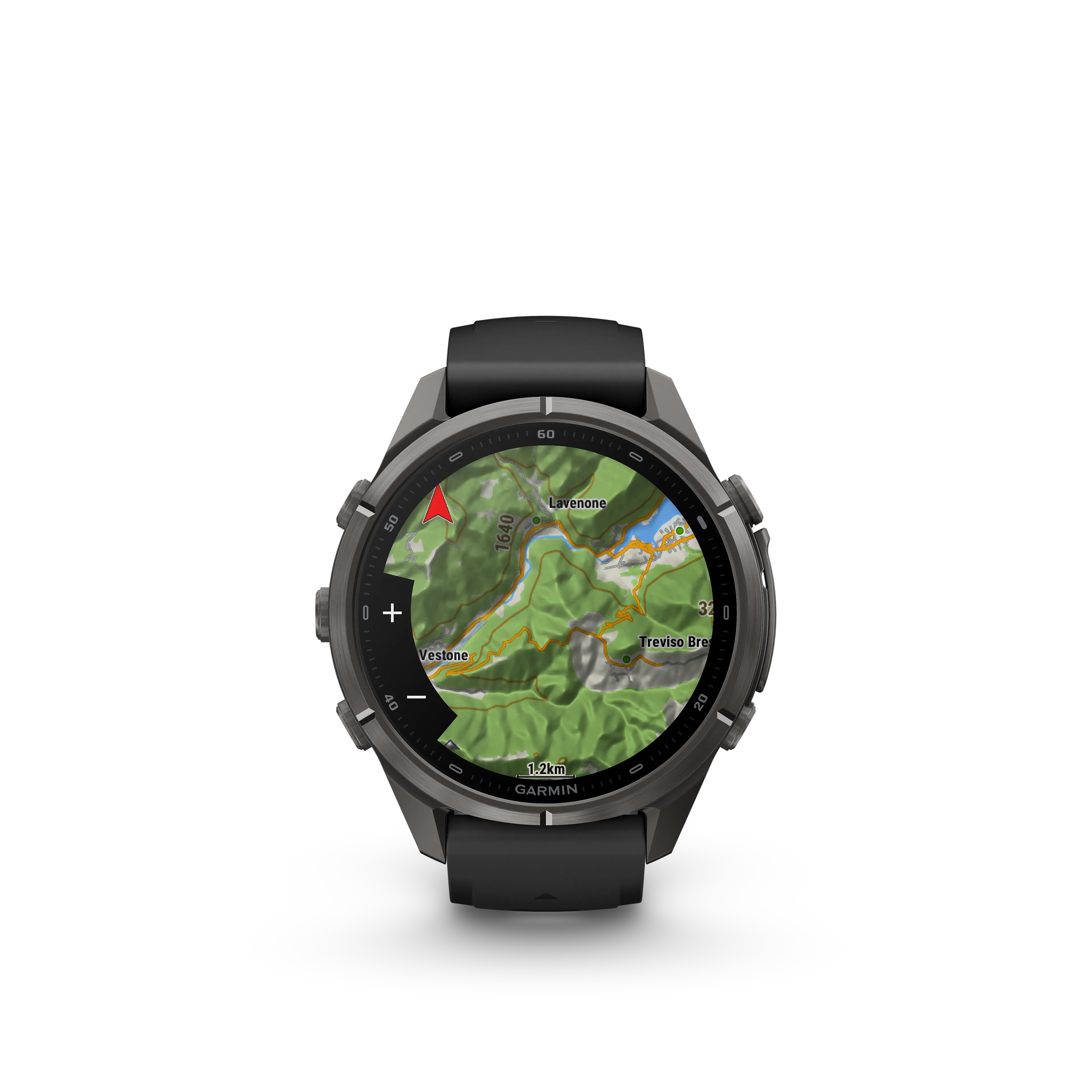 fenix 9 Pro inReach 43mm DLC Smartwatch, Carbon gray DLC titanium with black/pebble gray silicone band