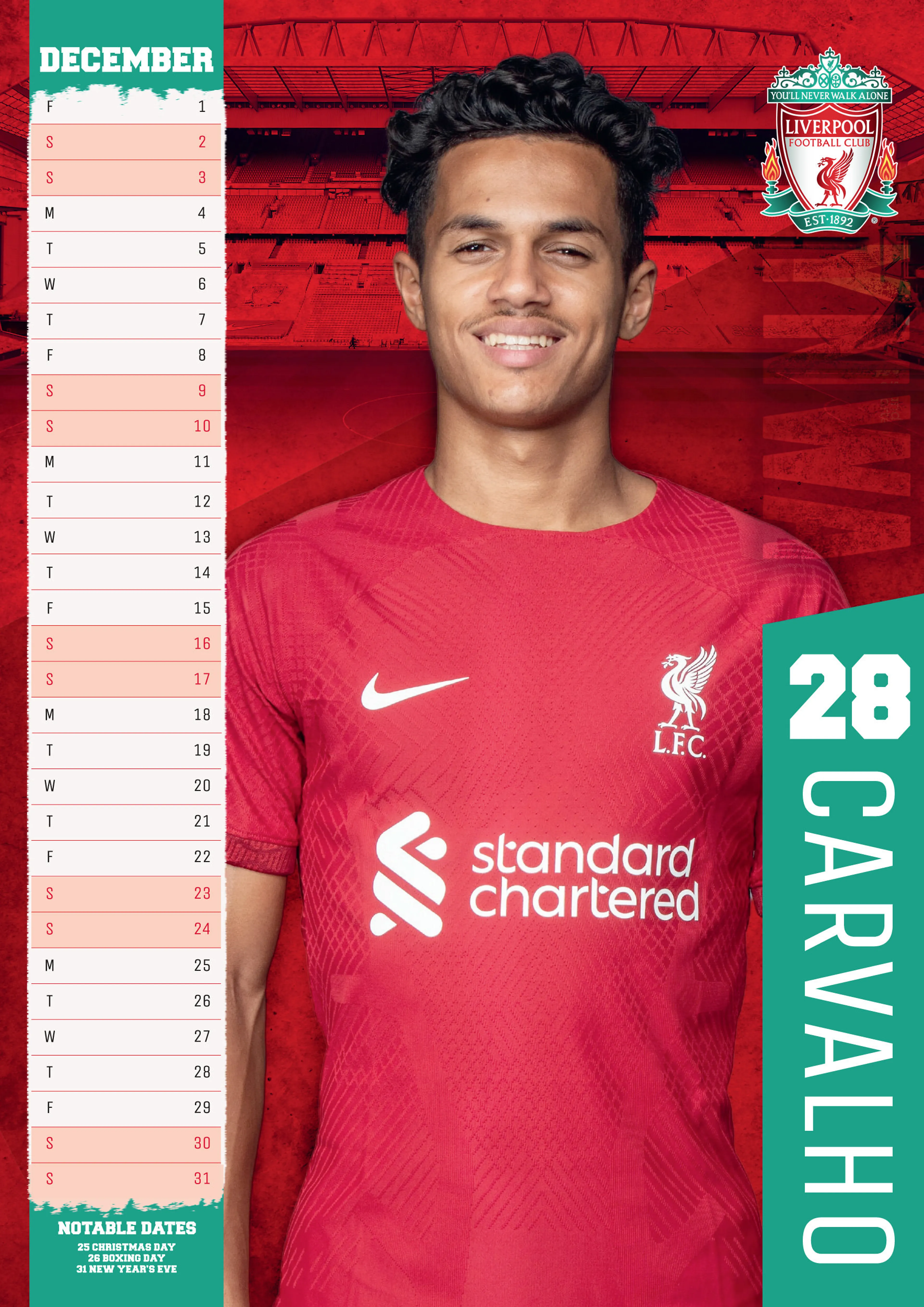 LIVERPOOL FC 2024 A3 CALENDAR