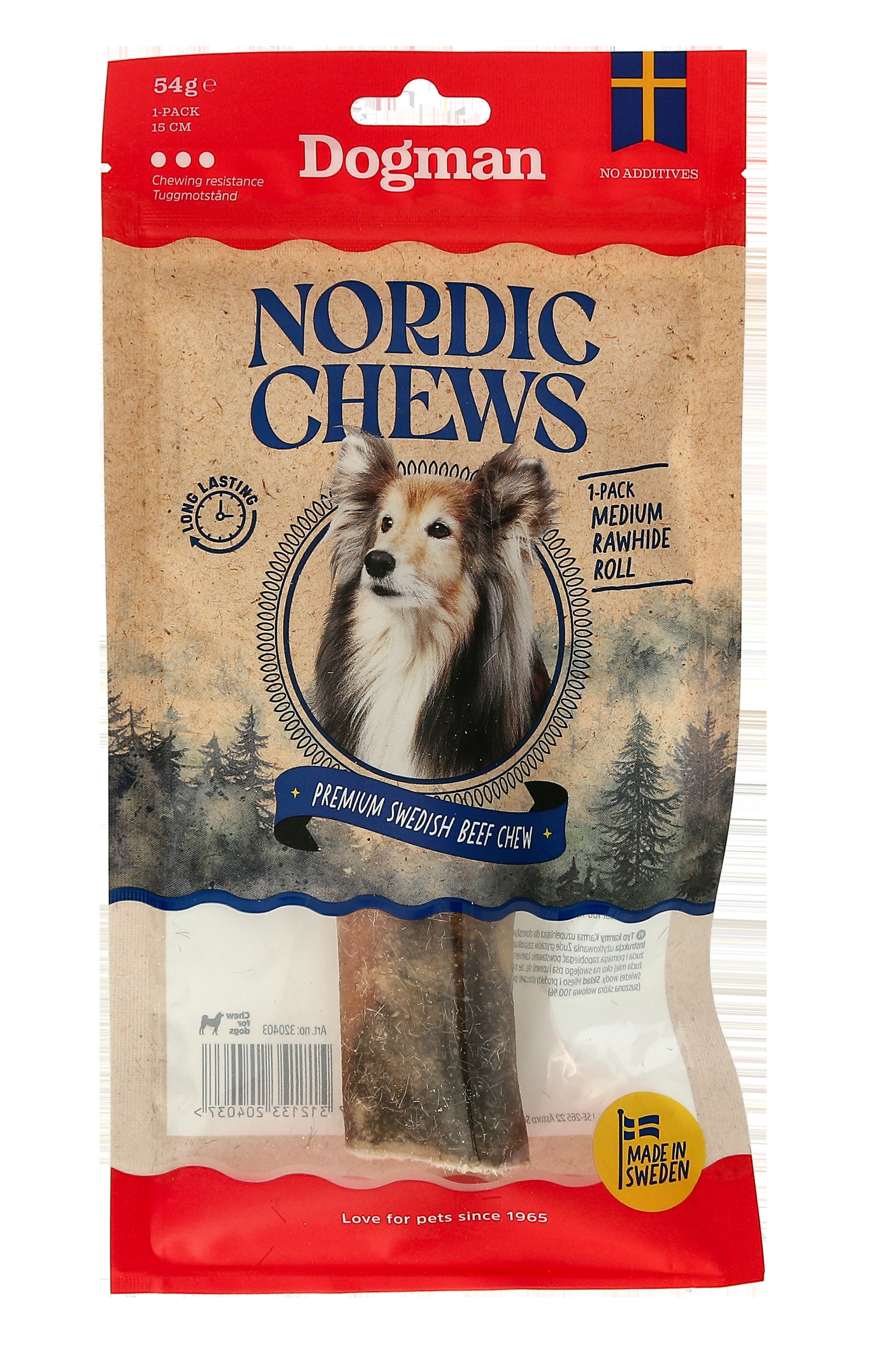 Dogman Nordic Chews Beef Rawhide Roll Medium 1-pack
