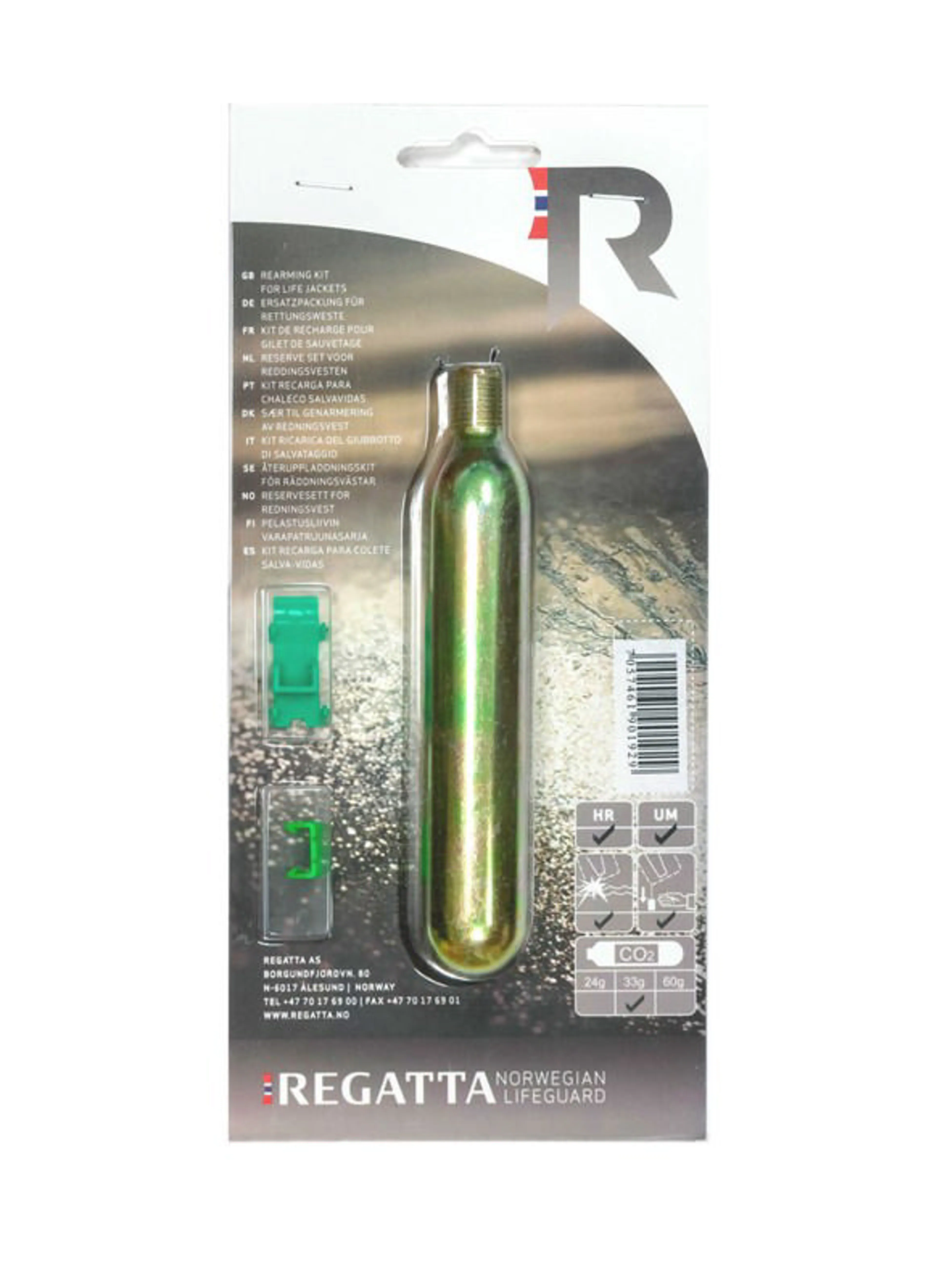 33g Co2 Cylinder med HR/UM klips
