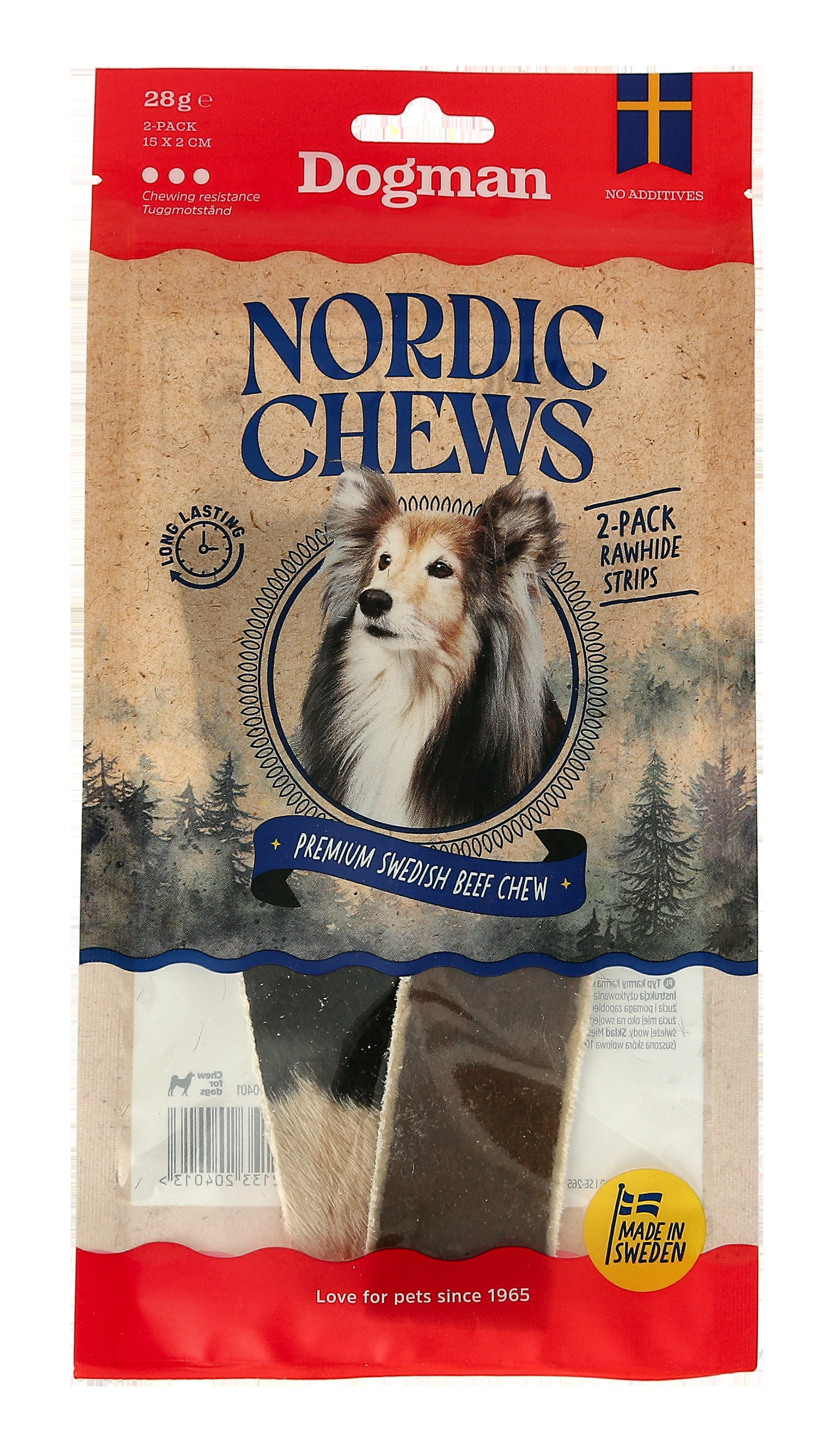 Dogman Nordic Chews Beef Rawhide Strips 2-pack