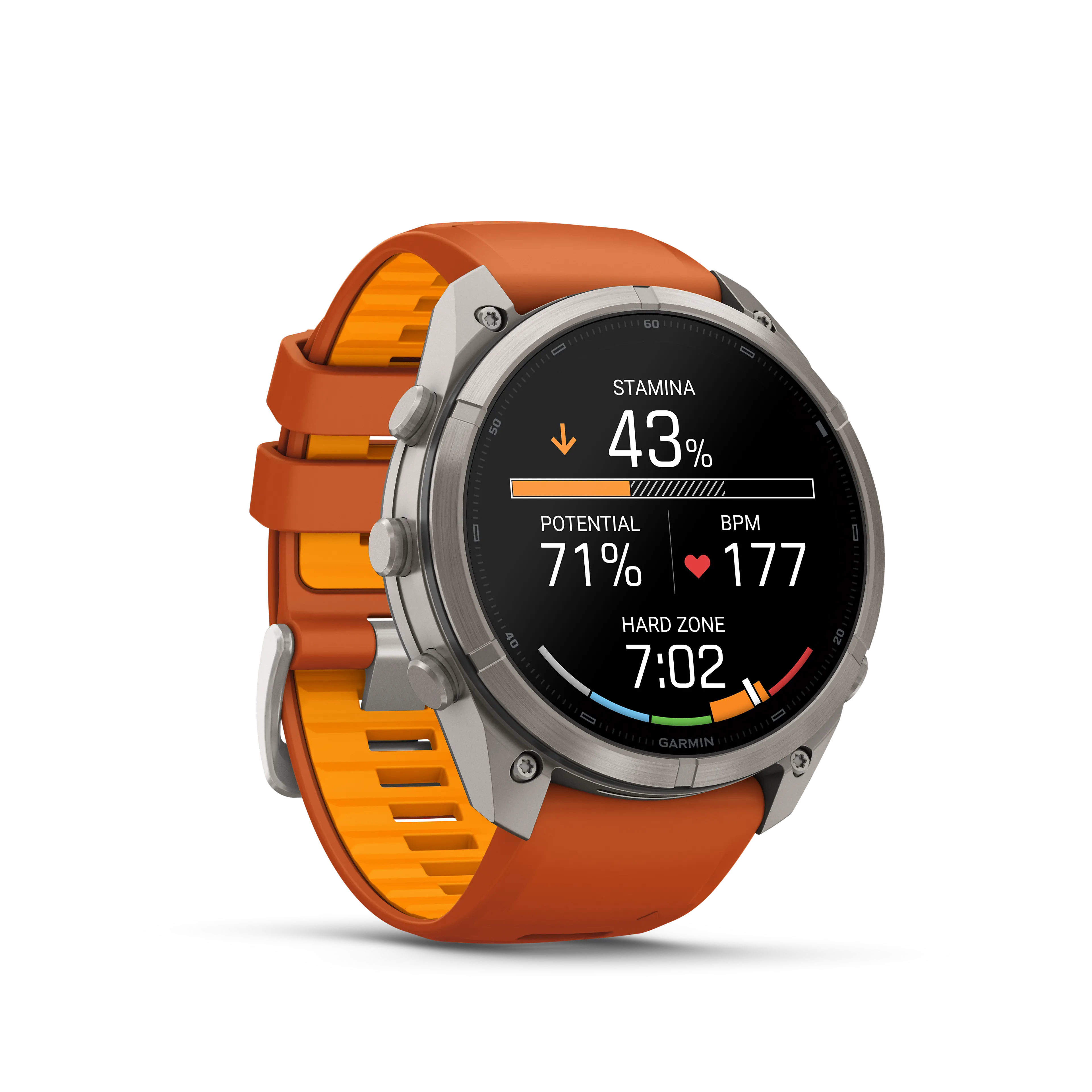 Fenix 9 Pro  inReach, 51 mm, Titanium with autumn orange/spark orange silicone band
