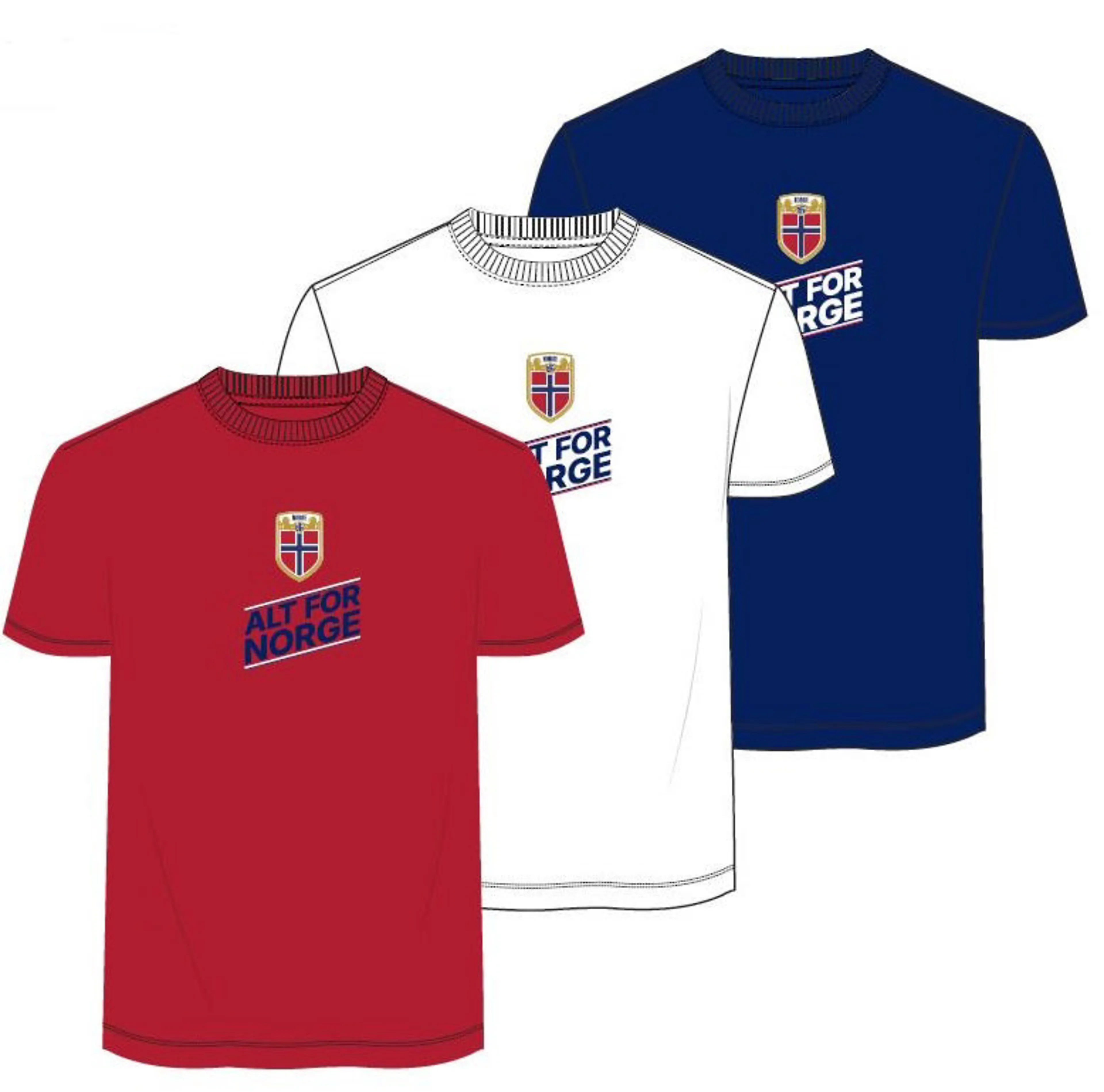 NFF T-shirt 1 pk Rød, VoksenLogo trykk foran -ALT FOR NORGE