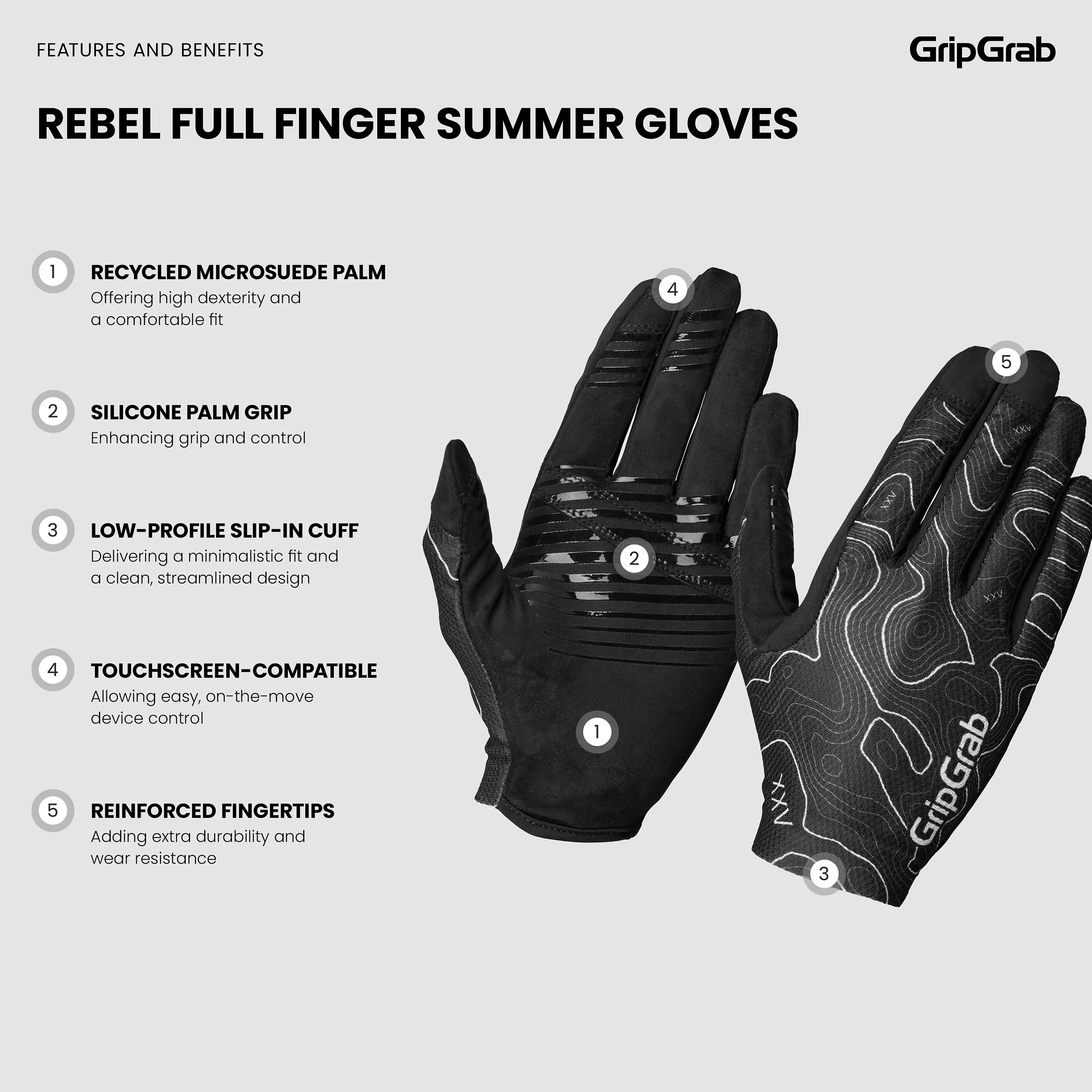 GripGrab Rebel Full Finger Summer Gloves GripGrab Rebel Full Finger Summer Gloves