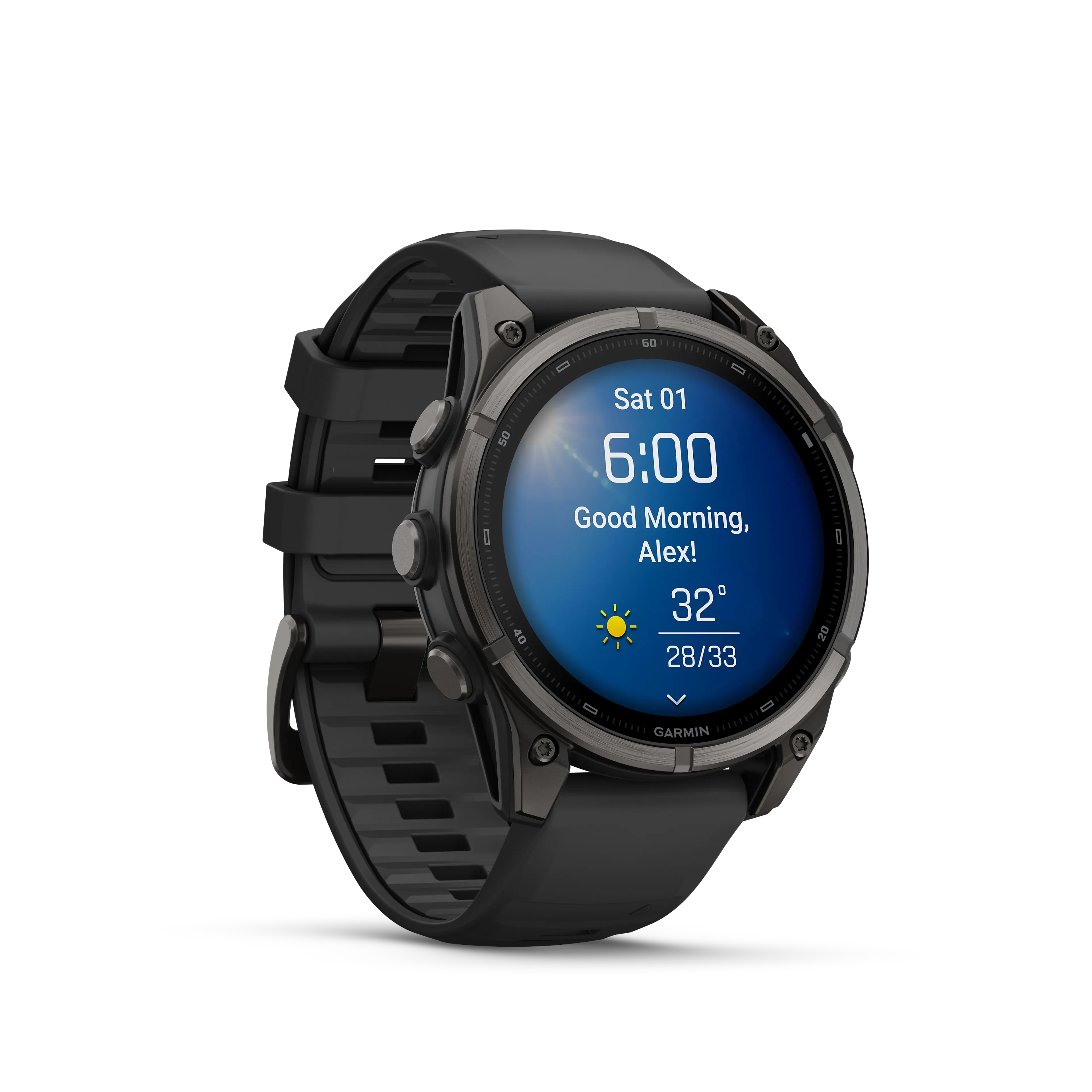 fenix 9 47mm DLC Smartwatch, Carbon gray DLC titanium with black silicone band
