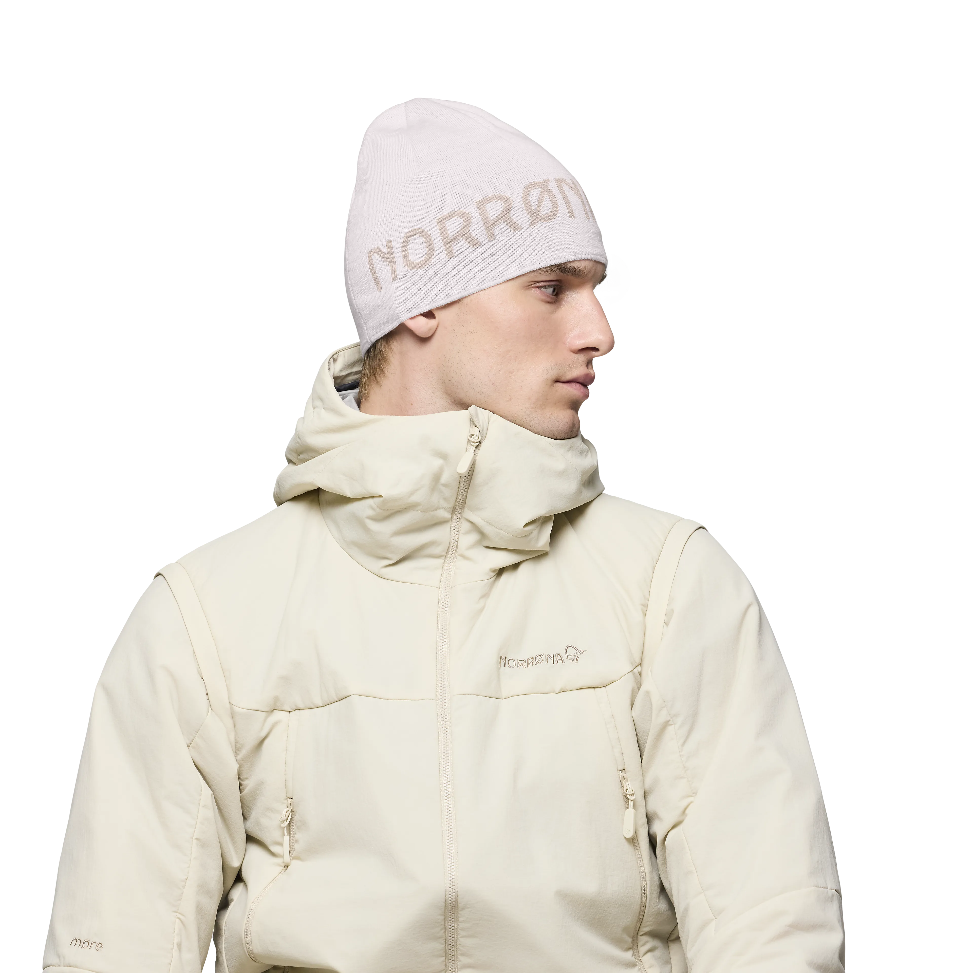 /29 light merinoUll logo Beanie