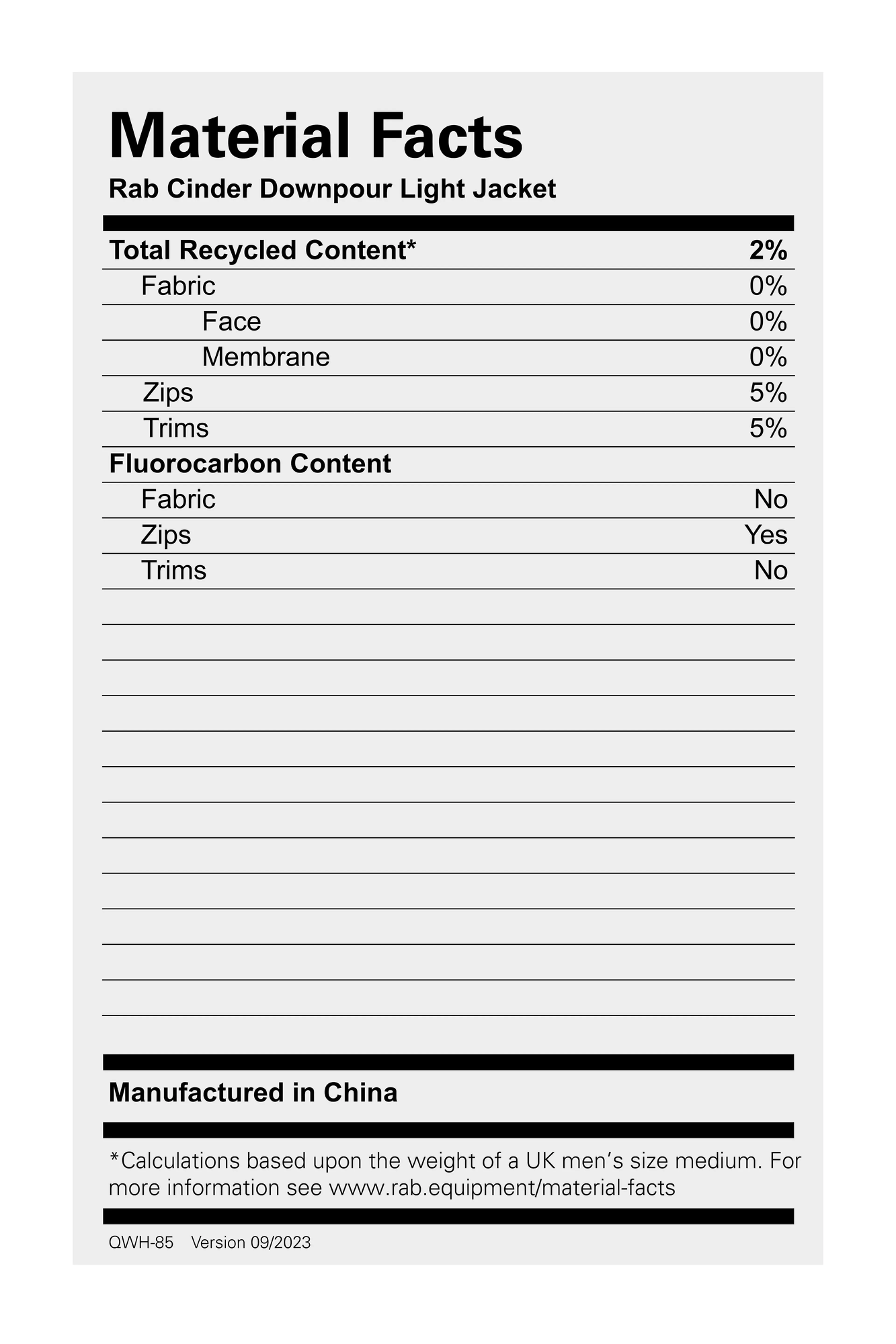 Cinder Downpour Light Jacket