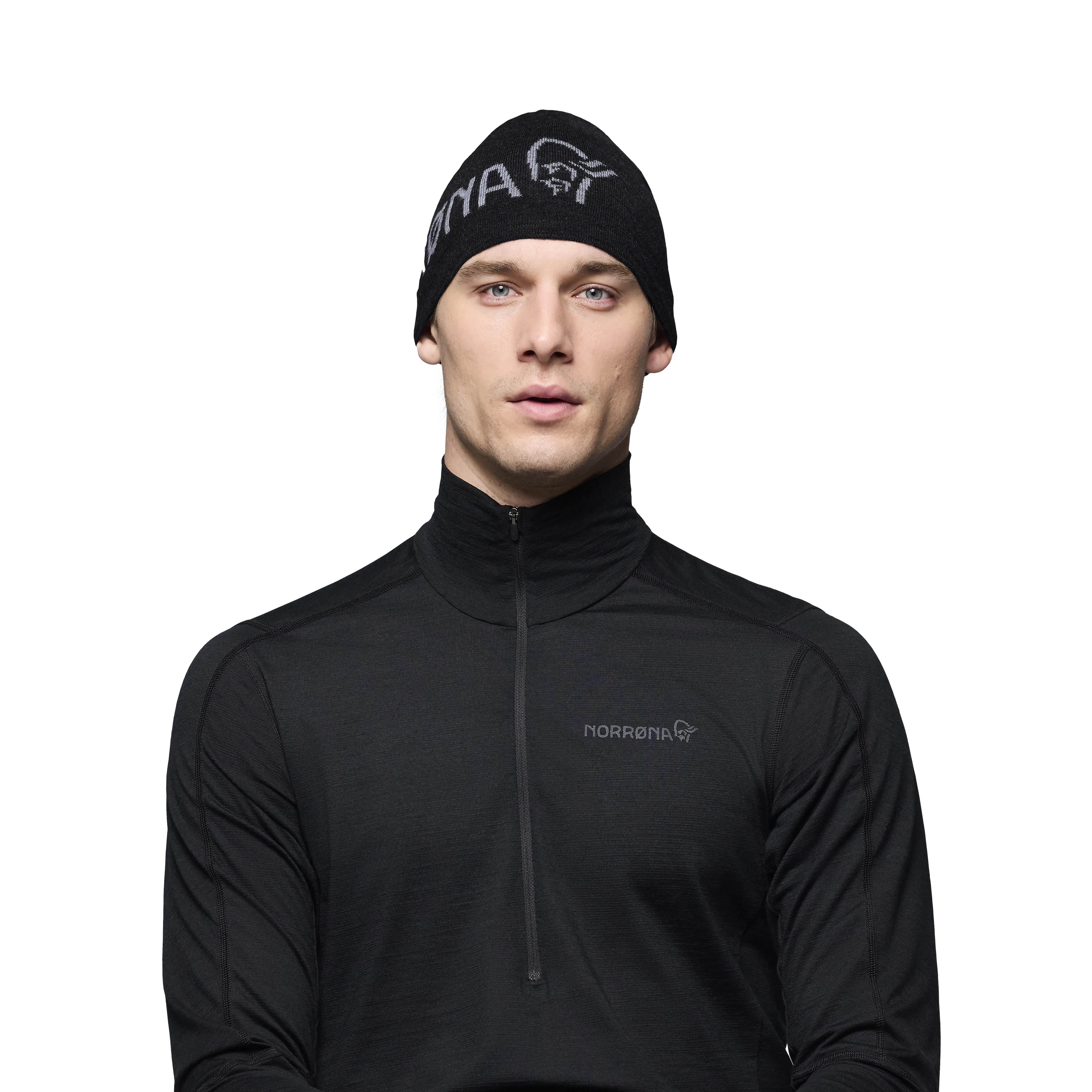 /29 light merinoUll logo Beanie