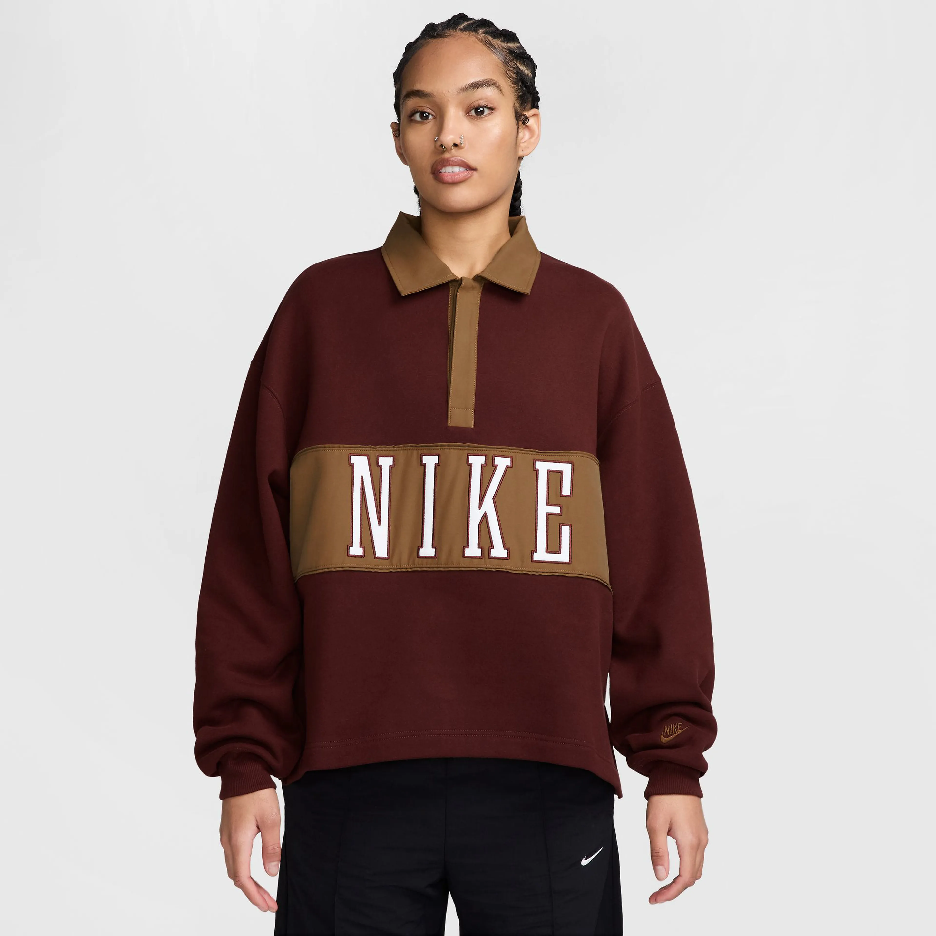 Studio Fleece Medium Weight Women's Oversized Rugby Sweatshirt