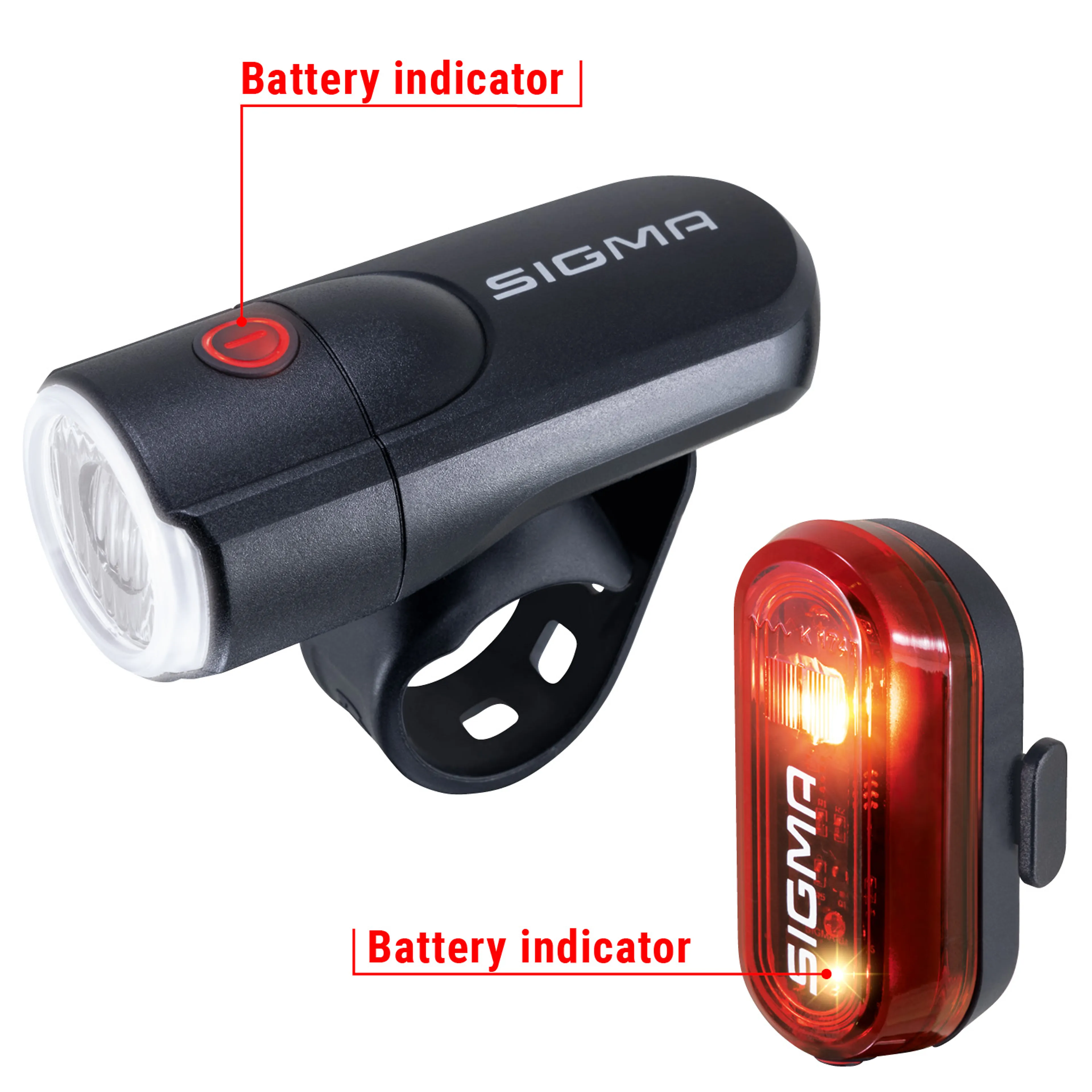 Light set AURA 30 Set Black/ red 2 x AA + 3 x AAA, 30 lux, S