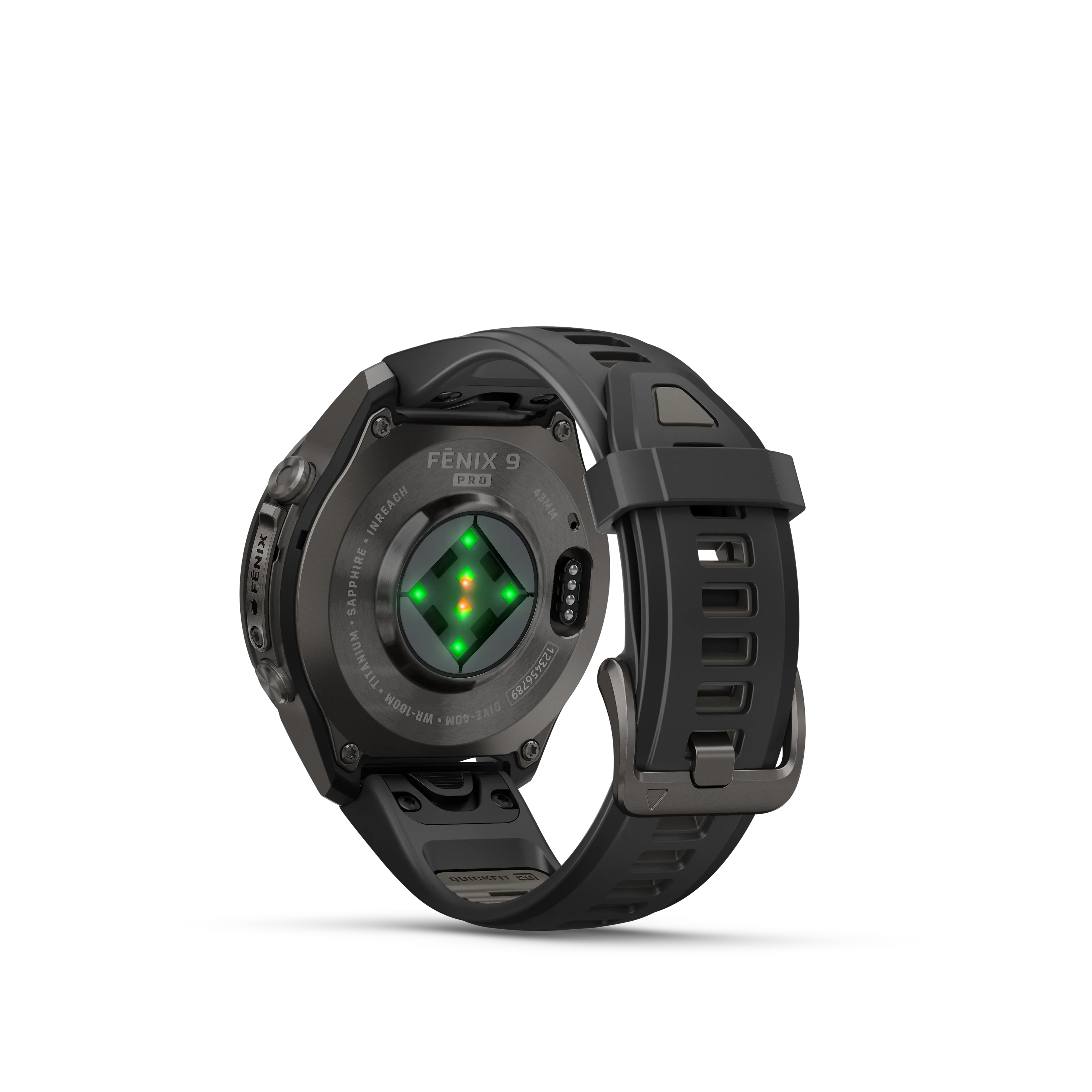 fenix 9 Pro inReach 43mm DLC Smartwatch, Carbon gray DLC titanium with black/pebble gray silicone band