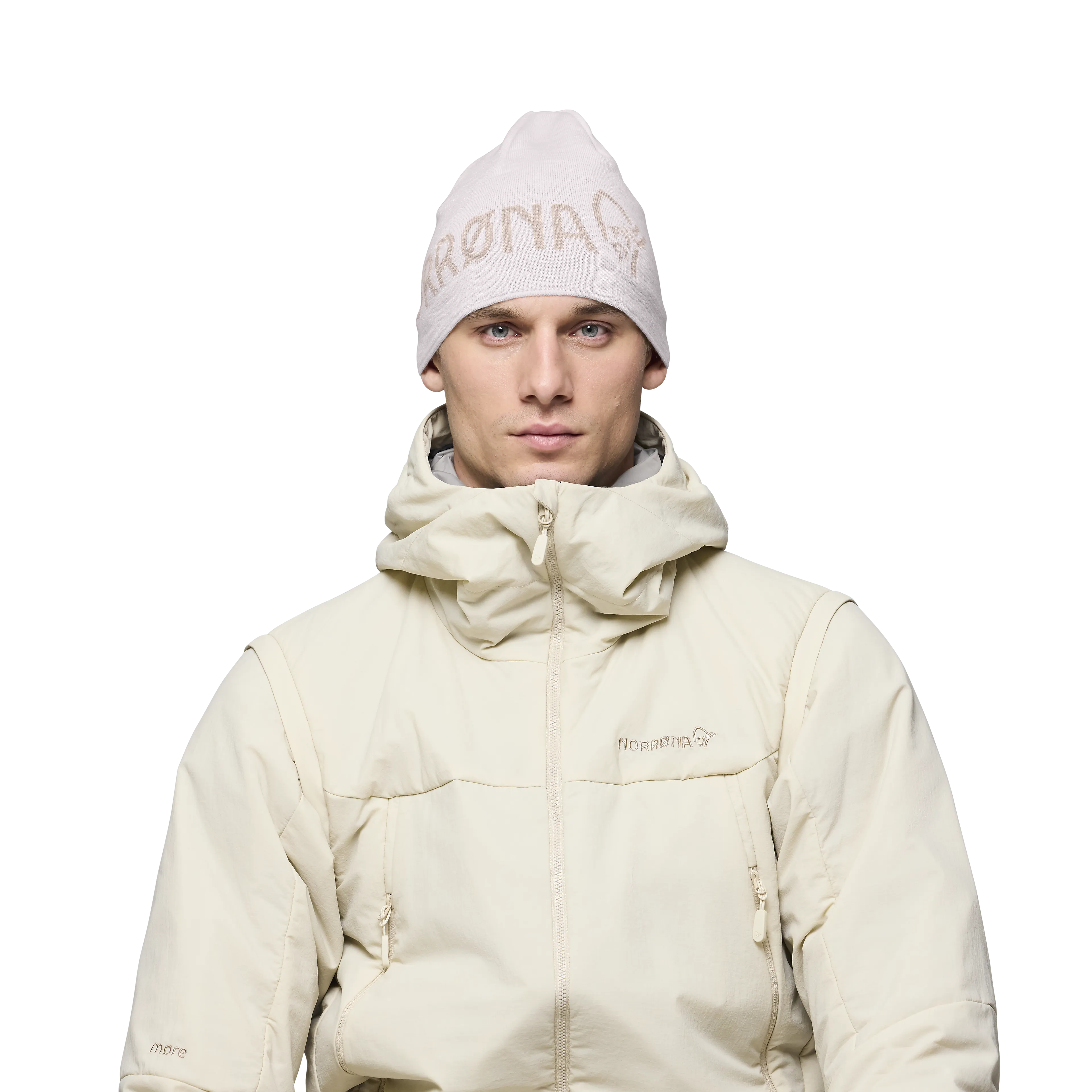 /29 light merinoUll logo Beanie