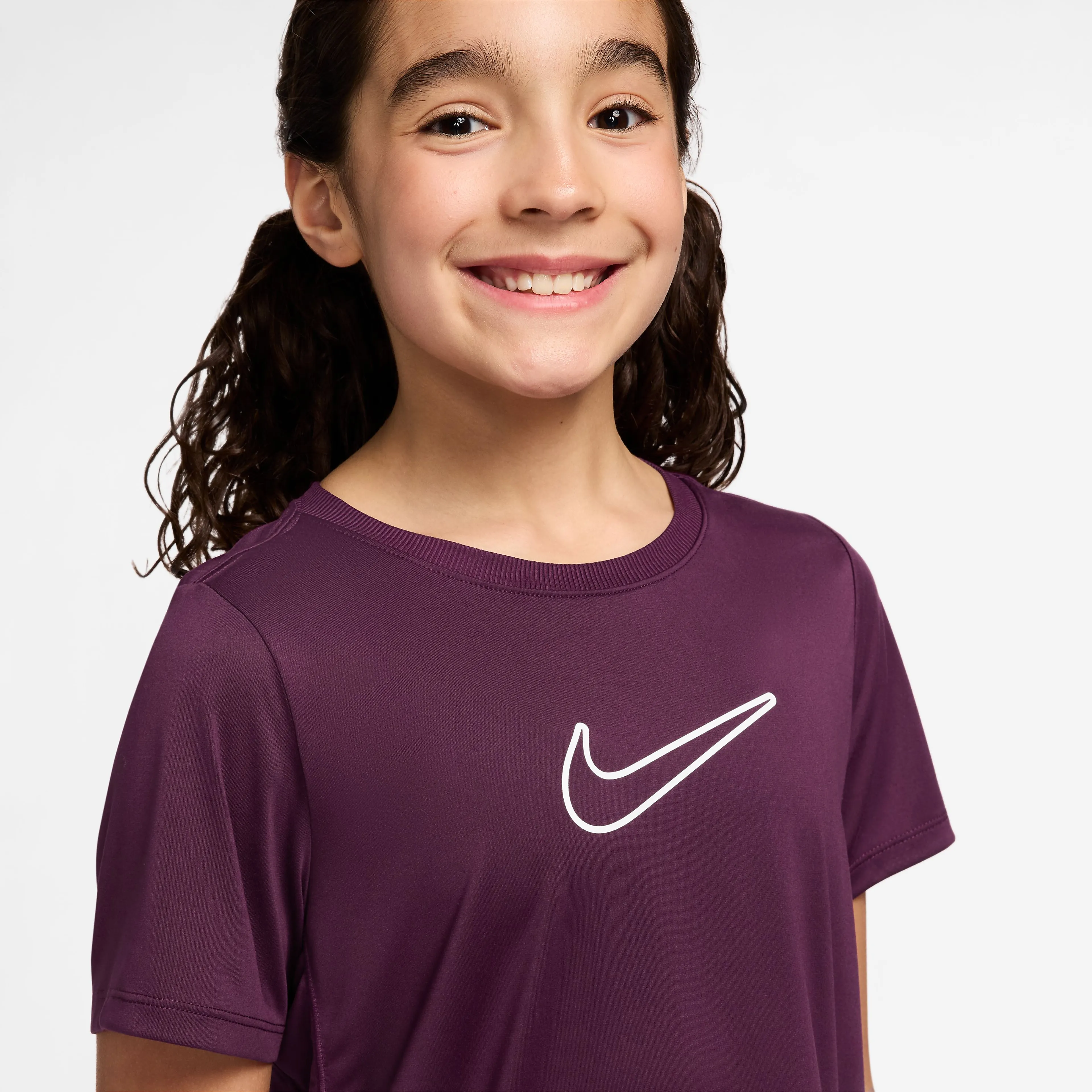 Nike One Fitted Big Kids' (Girls') Dri-FIT Short-Sleeve Top