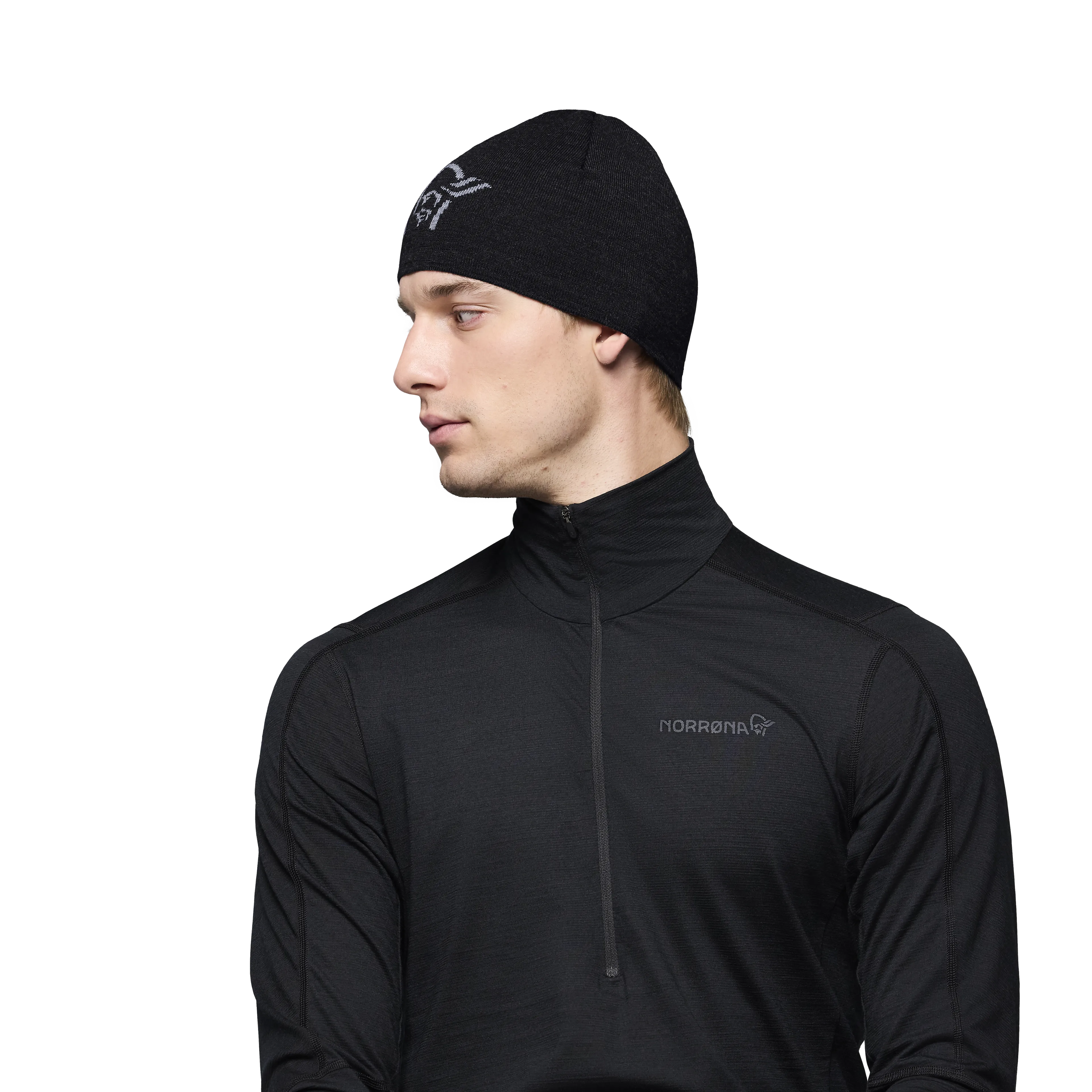 /29 light merinoUll logo Beanie