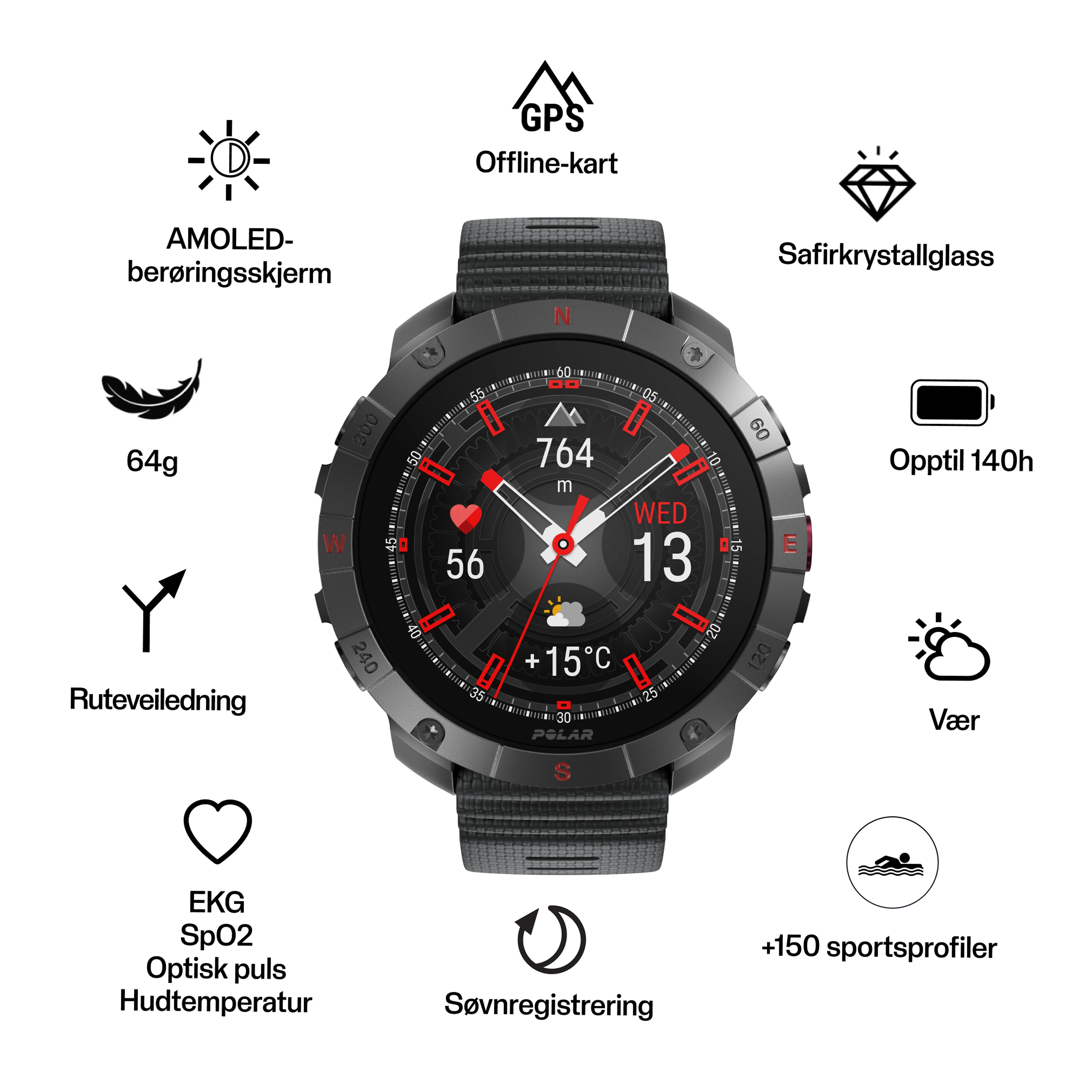 POLAR GRIT X2 PRO TI LTHR BRNZ M/L