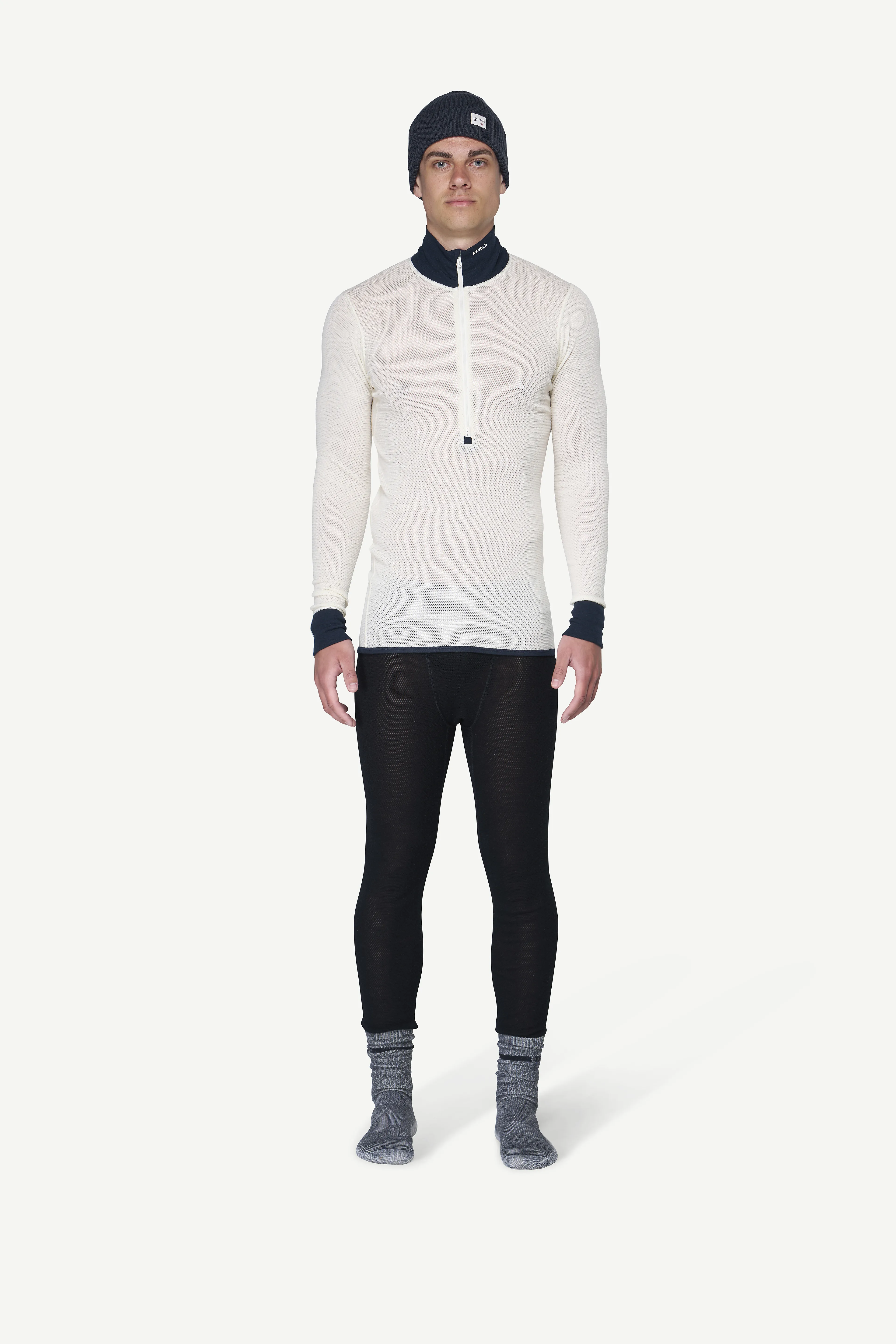 WOOL MESH 190 ZIP NECK MAN