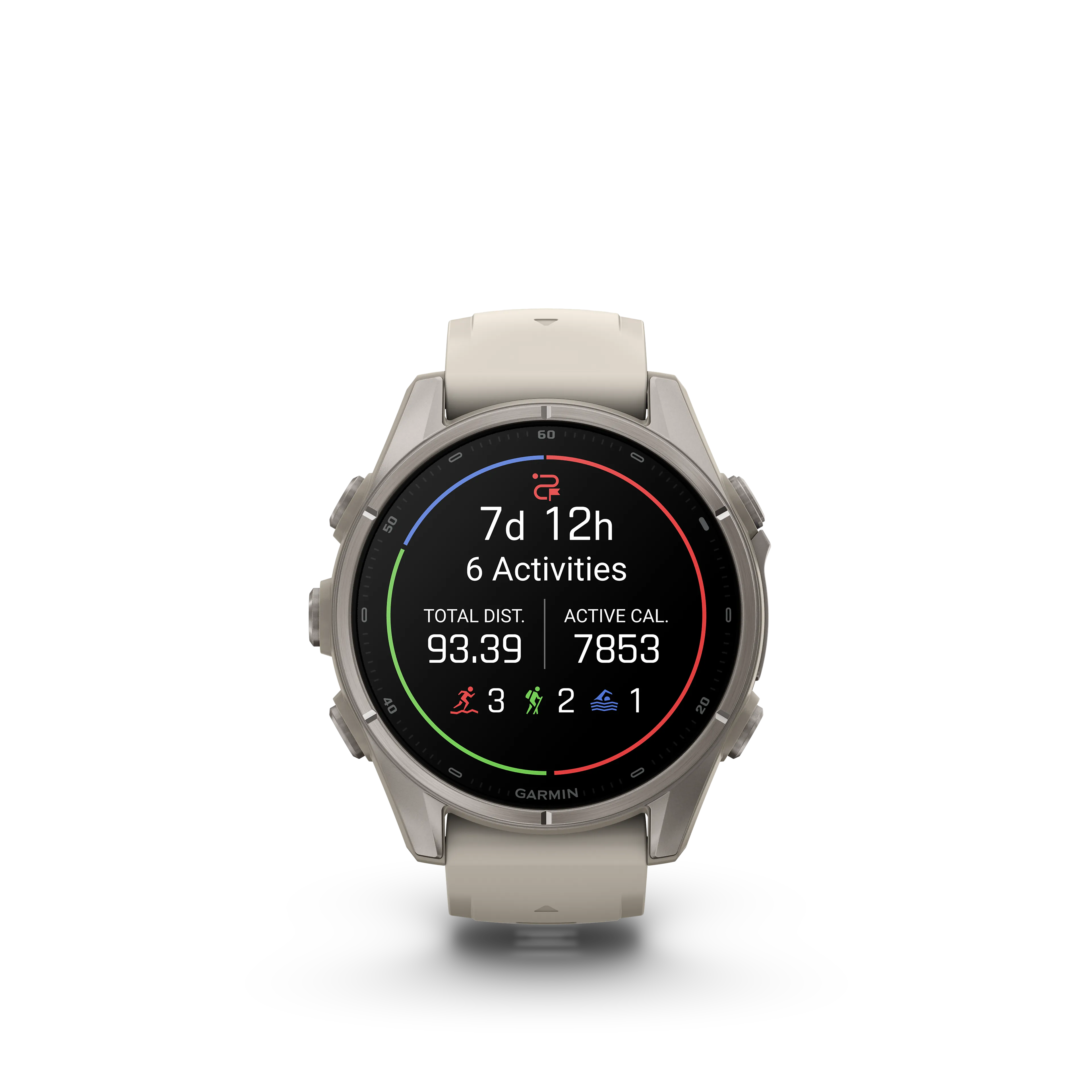 Fenix 9 43 mm, Titanium with fog gray silicone band