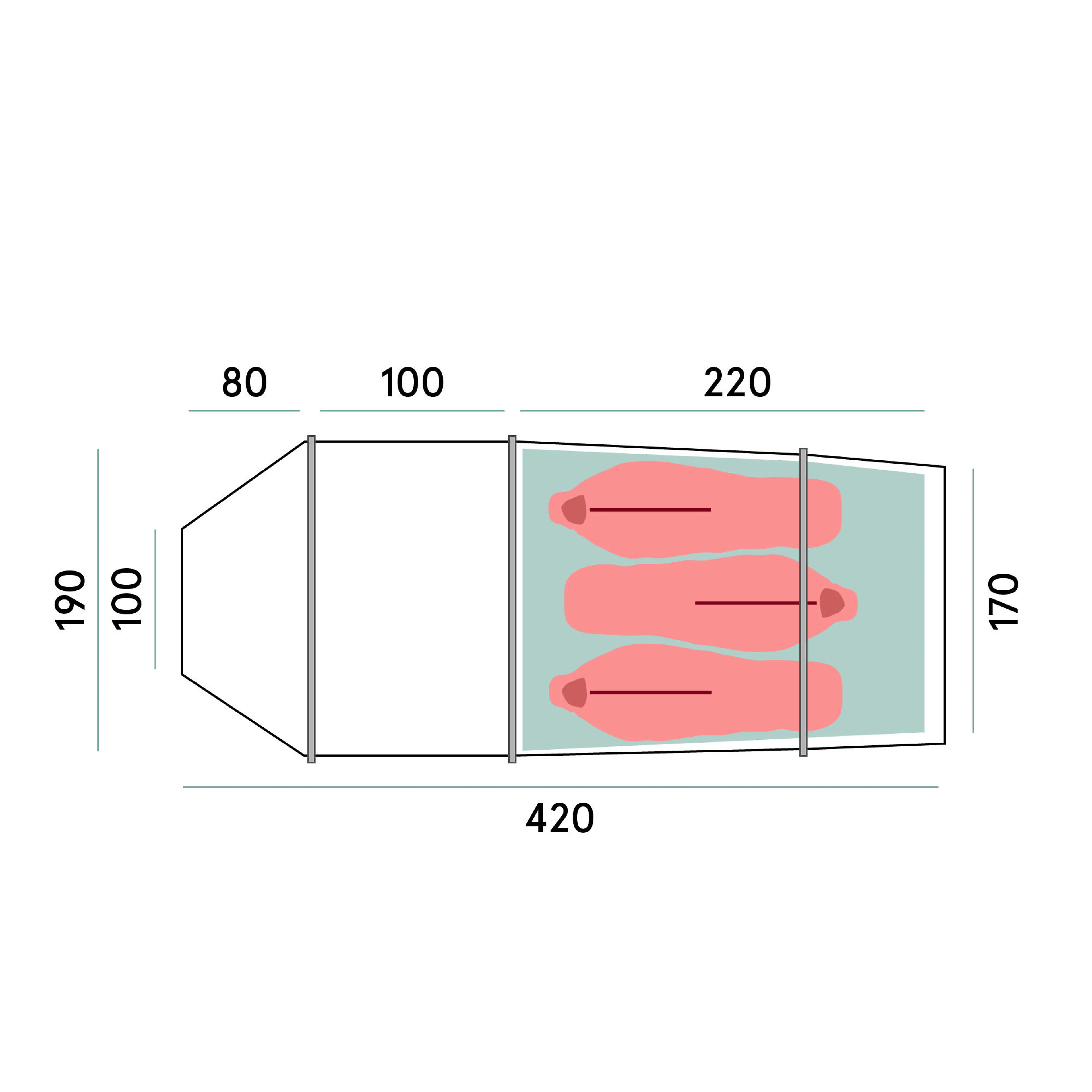 Trollhetta Tunnel 3-Pers Tent