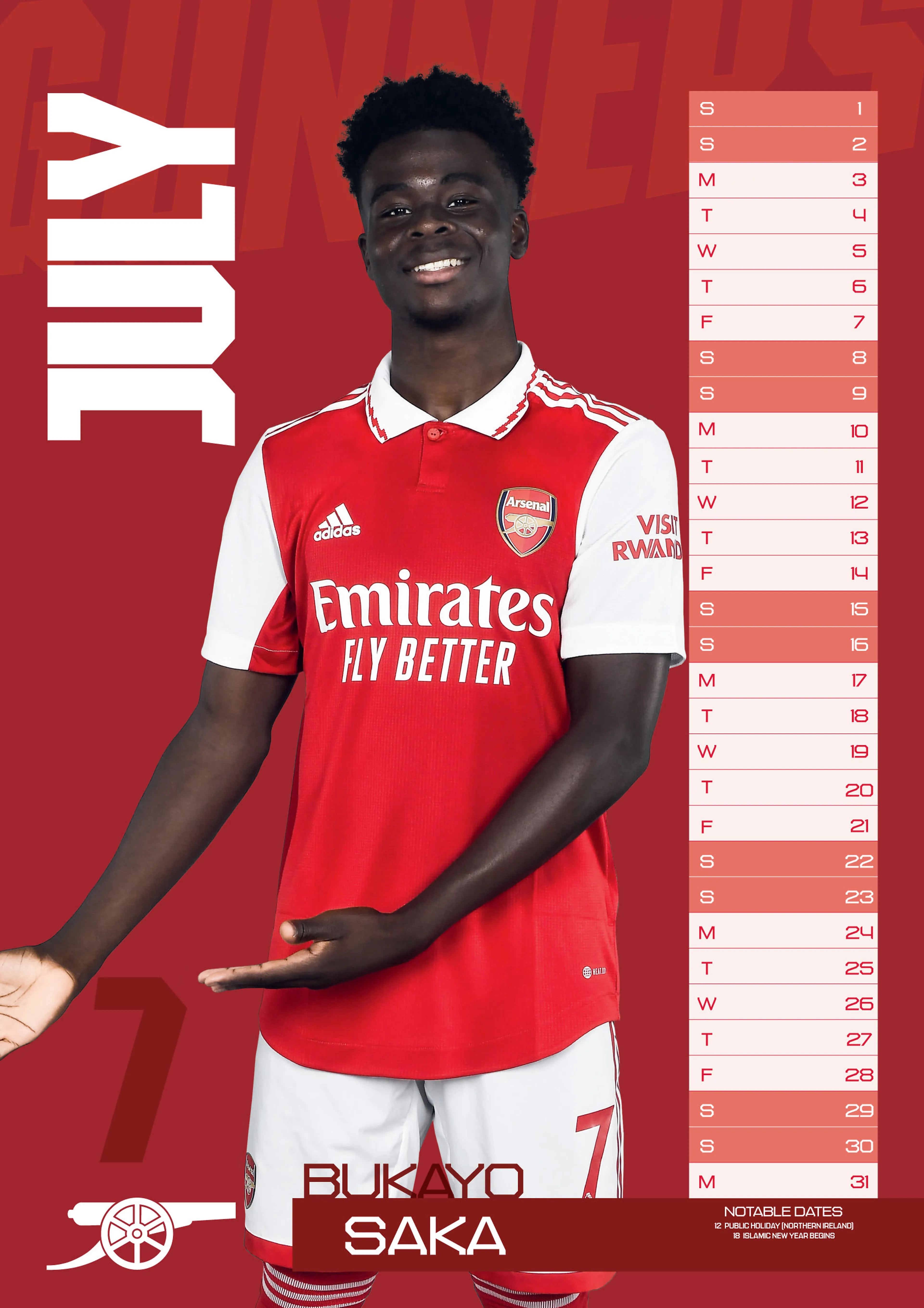 ARSENAL FC 2024 A3 KALENDER