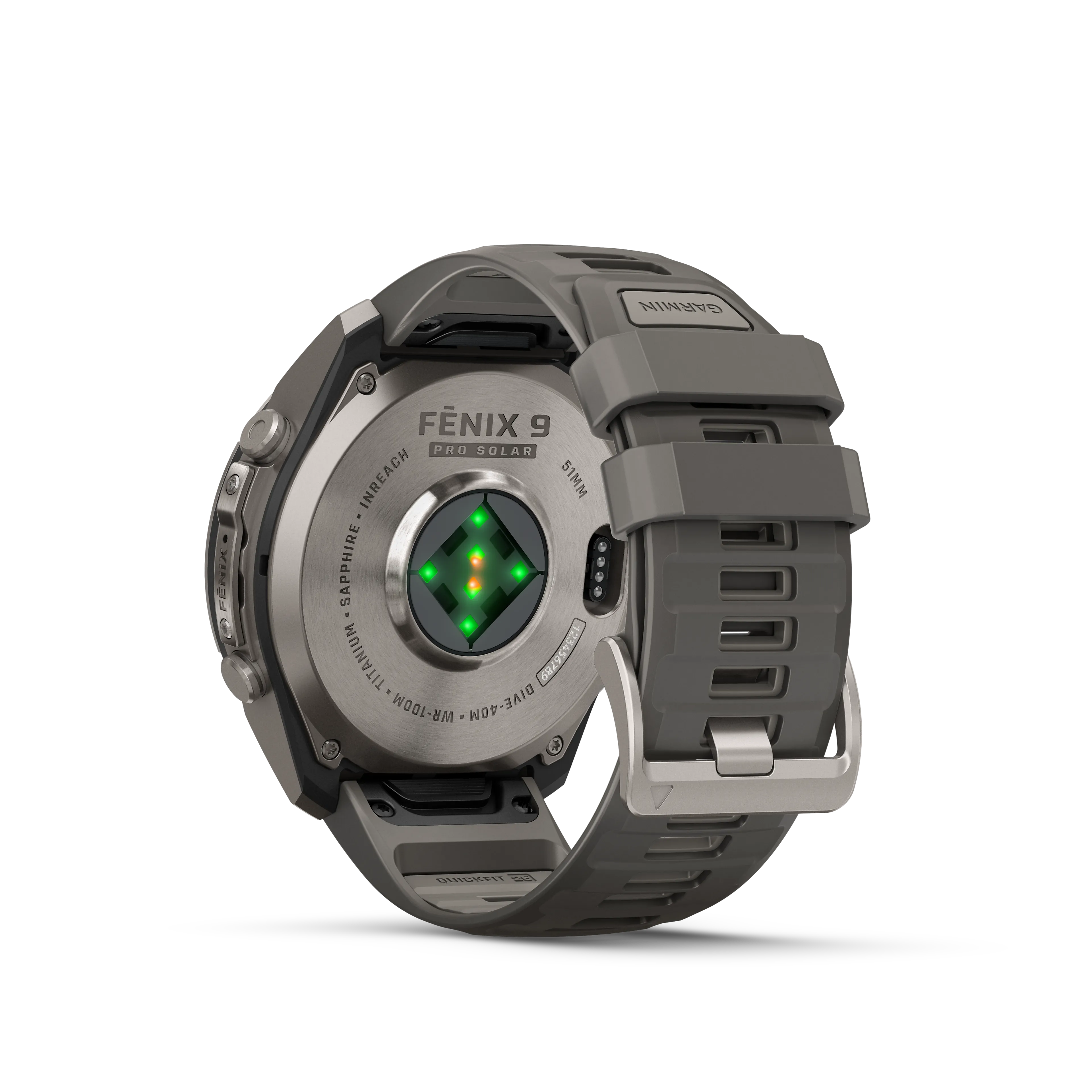 Fenix 9 Pro  inReach, Solar, 51 mm, Titanium with pebble gray/silver gray silicone band