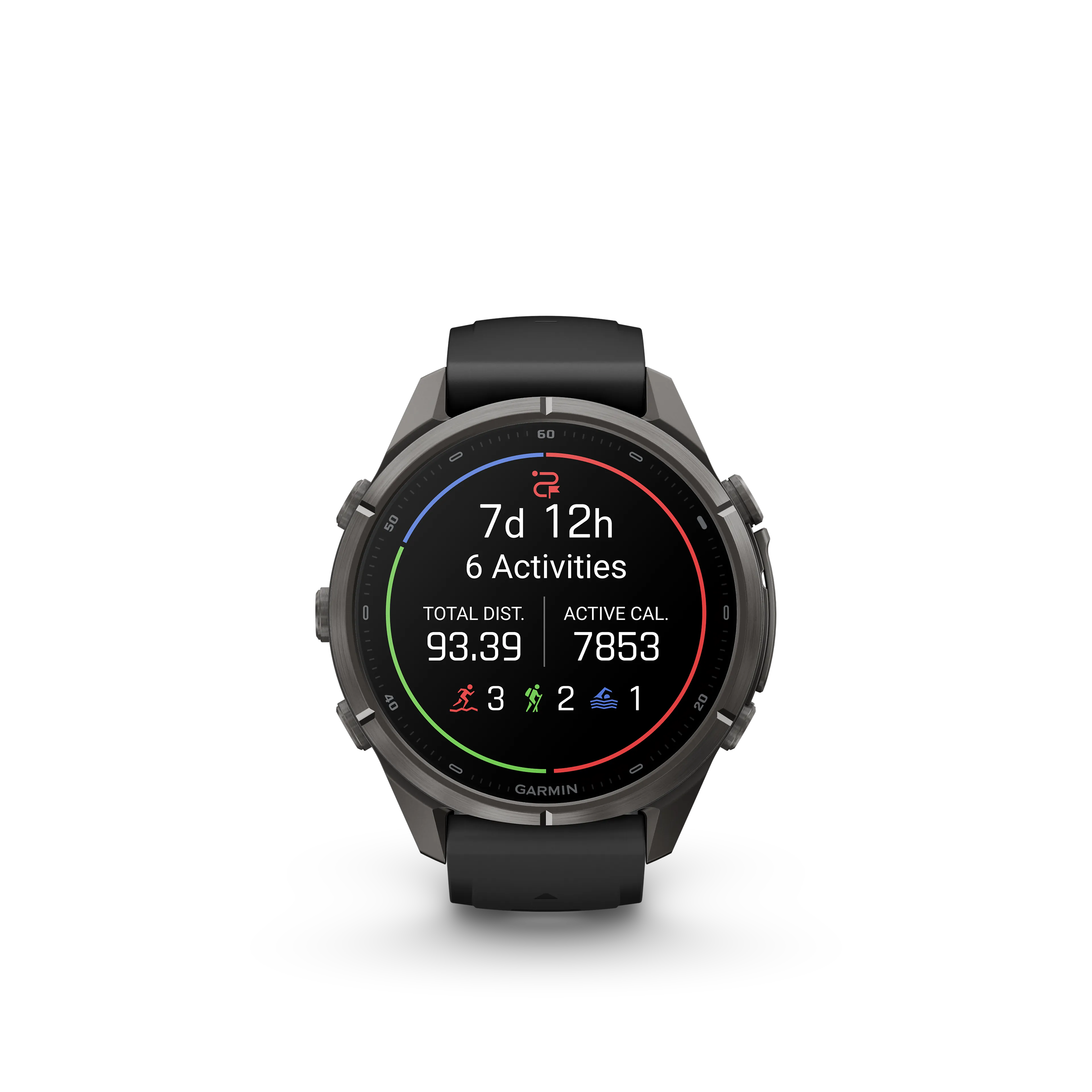 fenix 9 Pro inReach 43mm DLC Smartwatch, Carbon gray DLC titanium with black/pebble gray silicone band