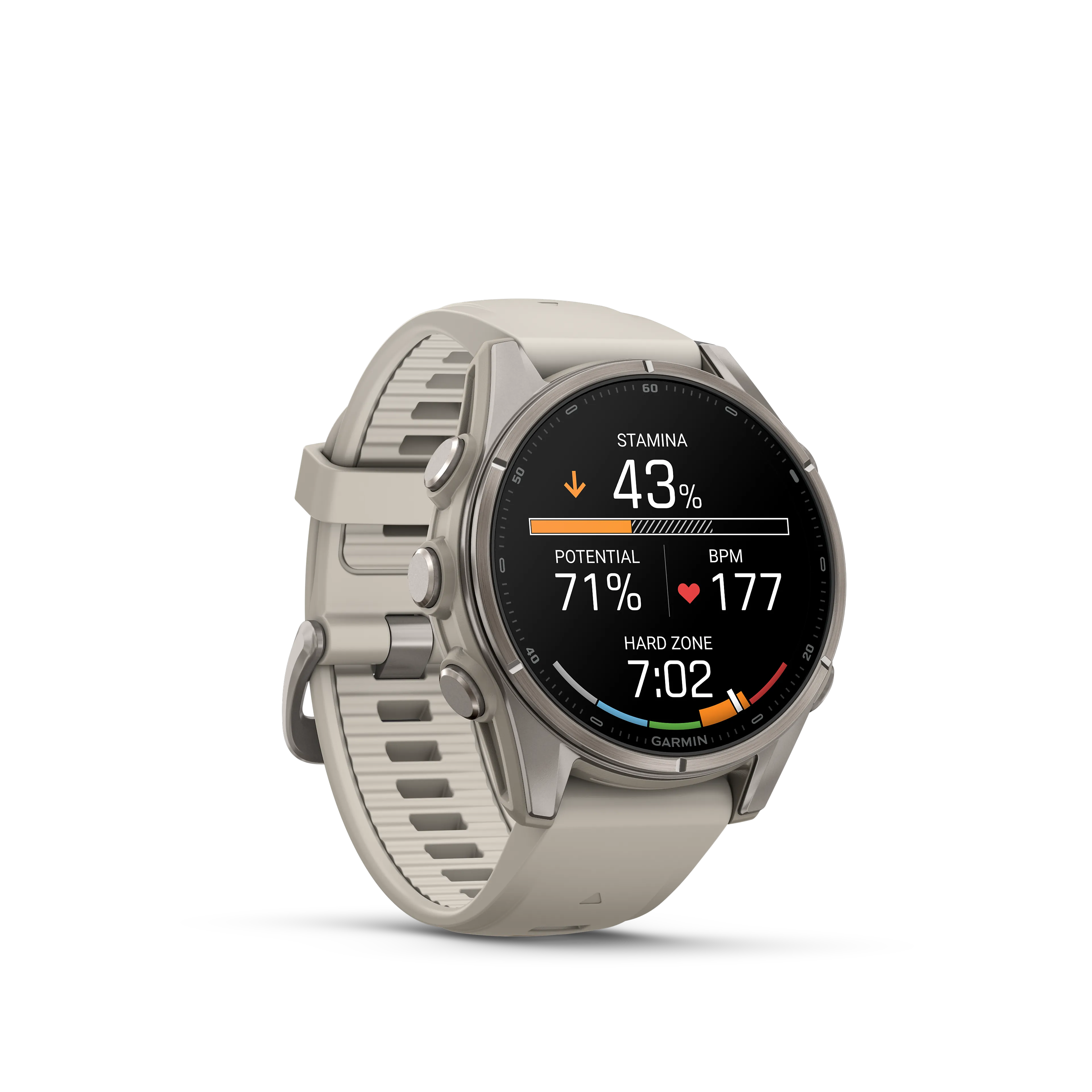 Fenix 9 43 mm, Titanium with fog gray silicone band