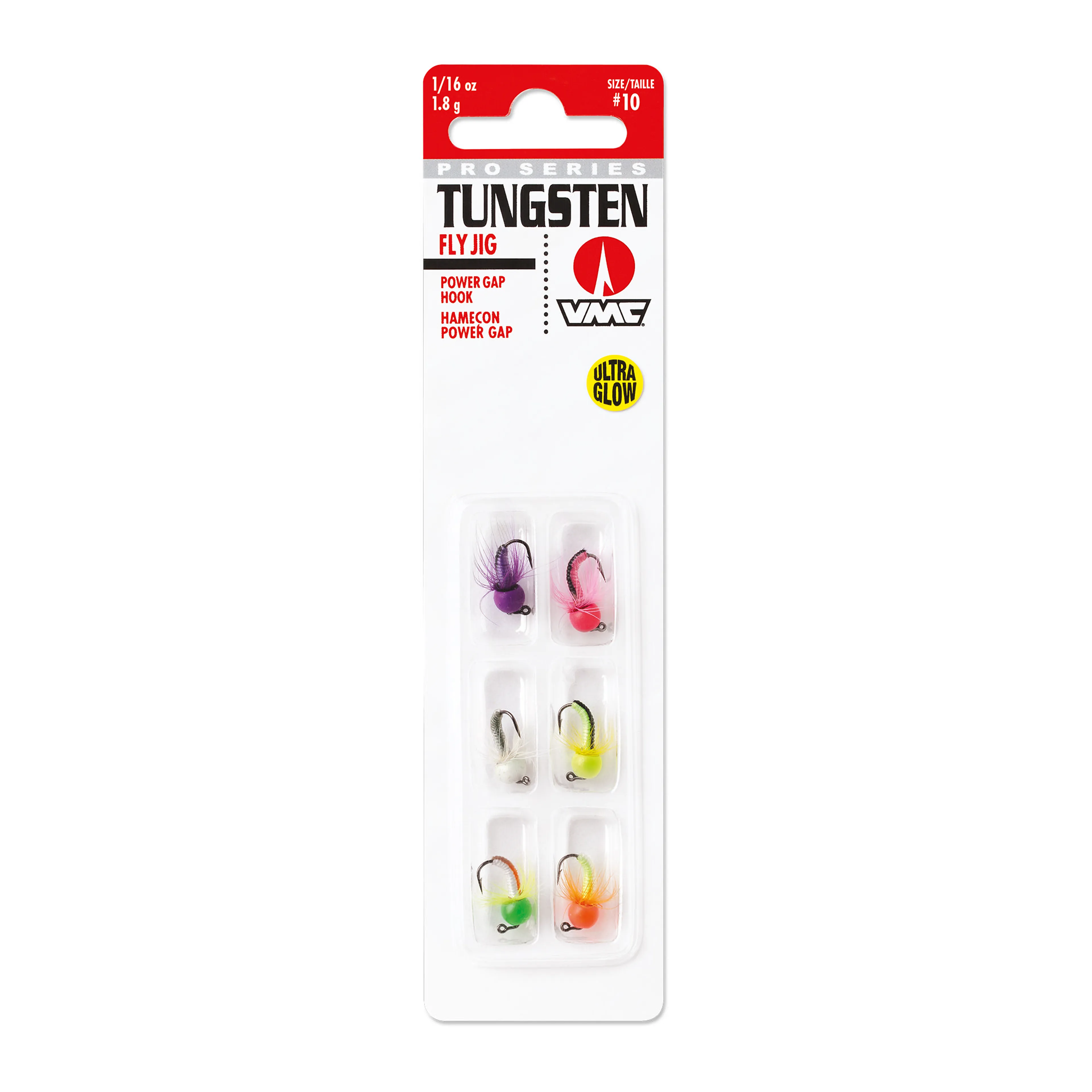 Tungsten Fly Jig Kit #10 1,7g Glow 6pk