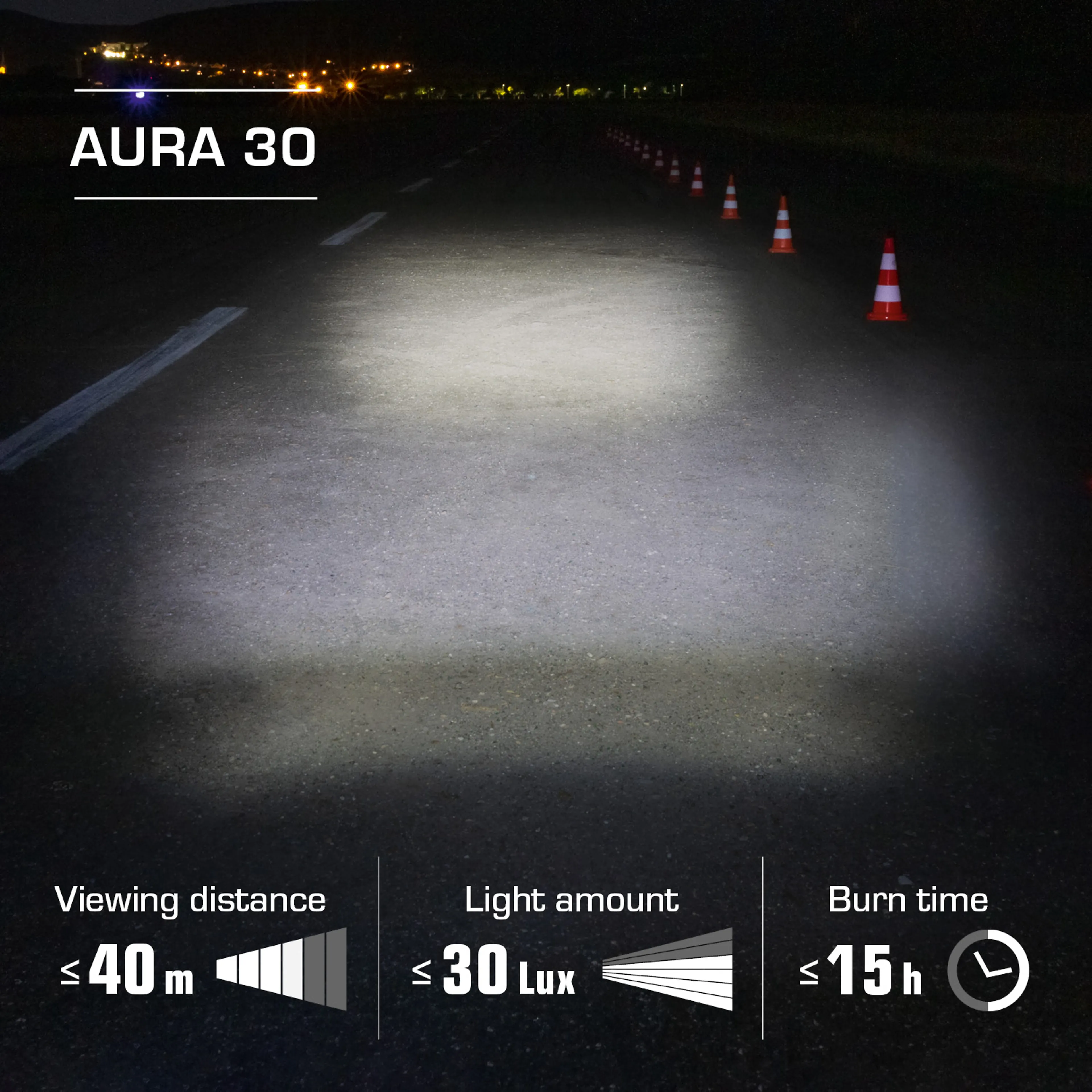 Light set AURA 30 Set Black/ red 2 x AA + 3 x AAA, 30 lux, S