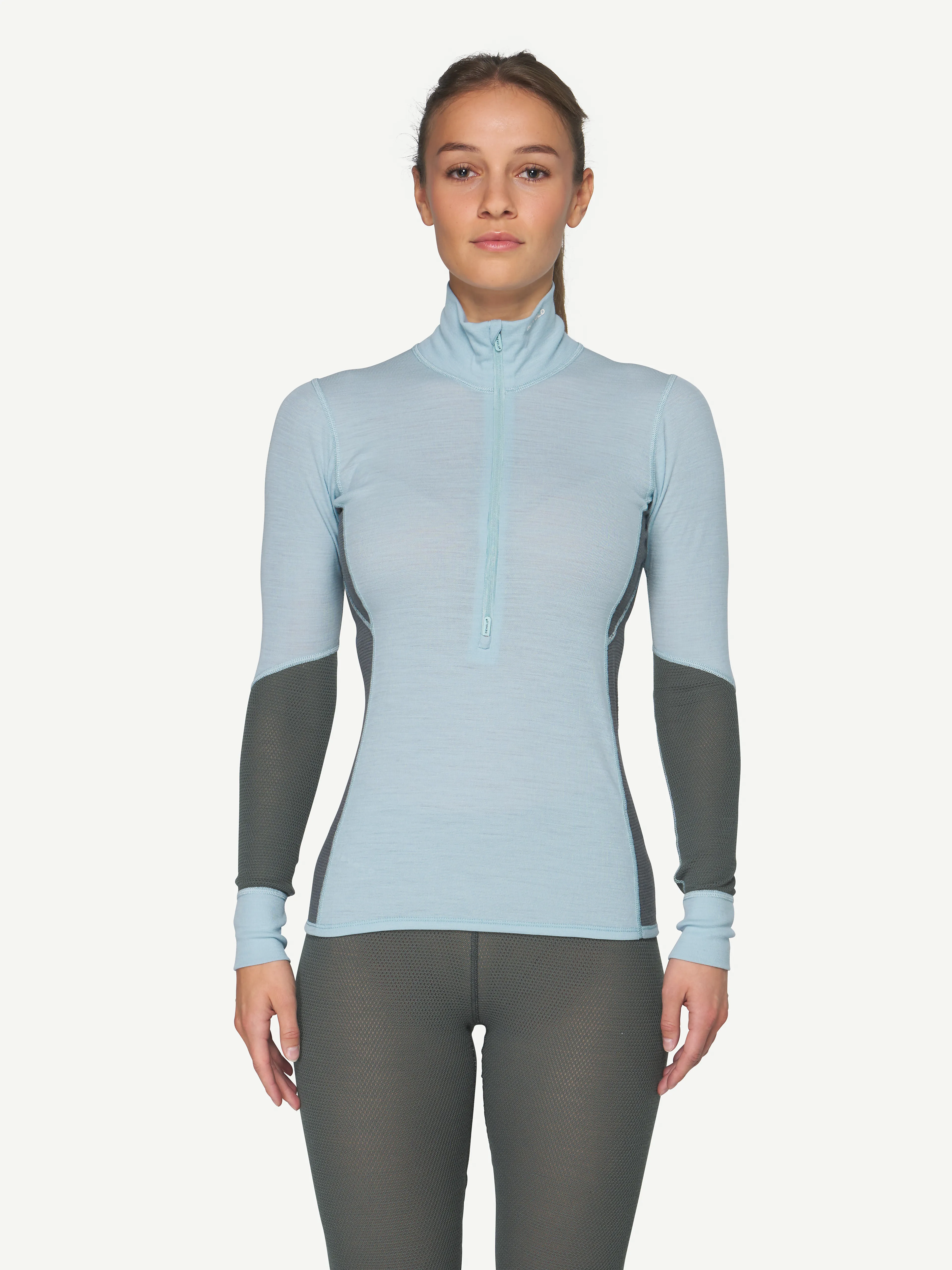 WOOL MESH 190 ZIP NECK WMN