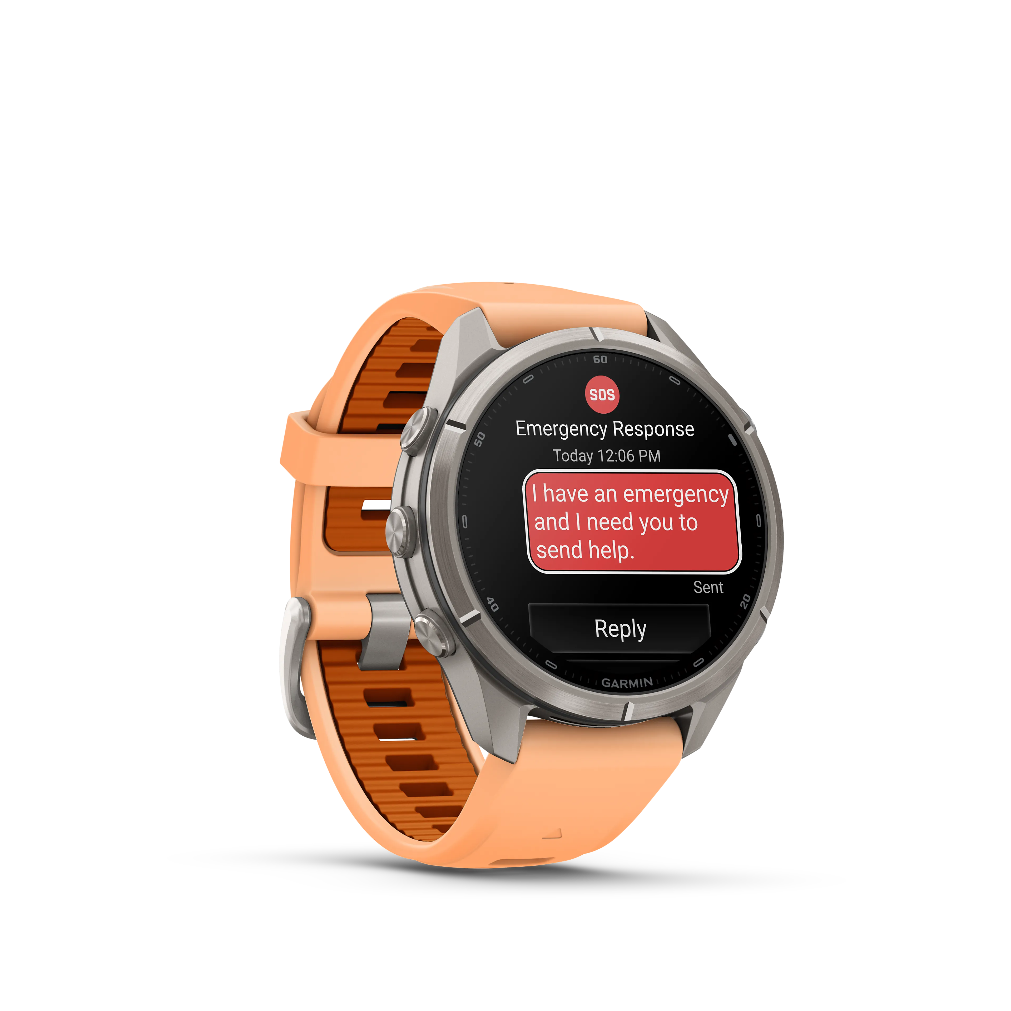 fenix 9 Pro inReach 43mm Ti Smartwatch, Titanium with shell pink/autumn orange silicone band