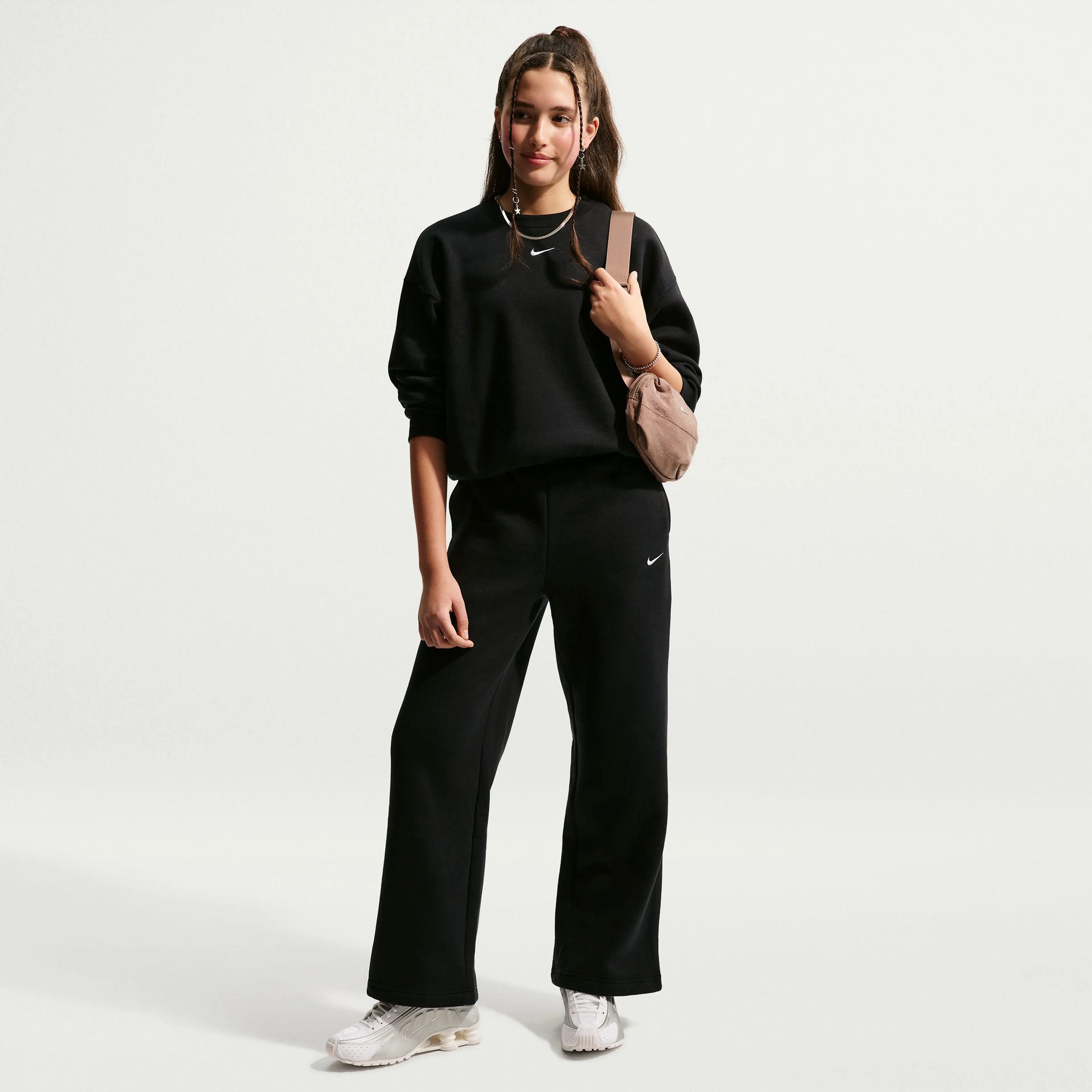Sportswear Studio Fleece Girls' Open-Hem Pants