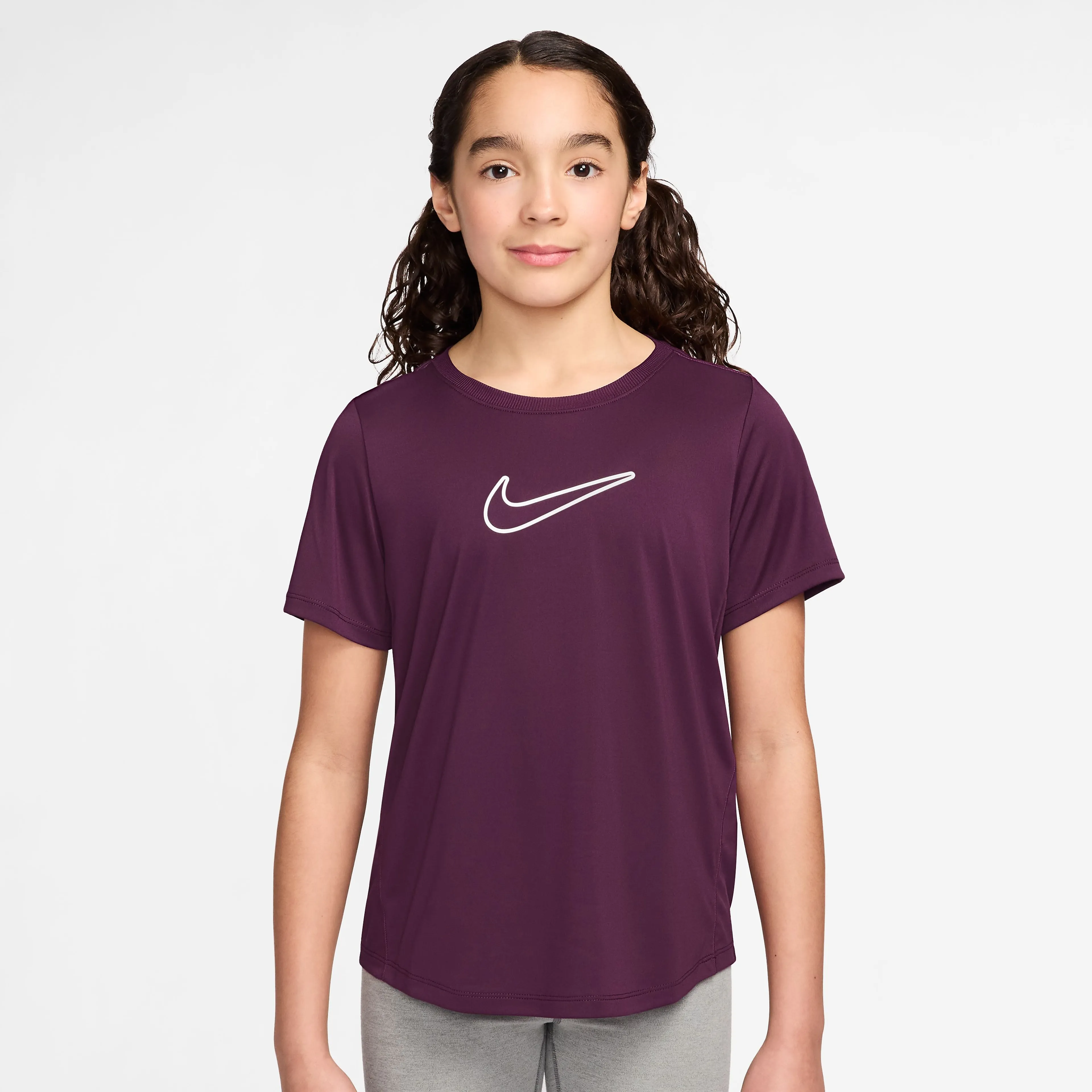 Nike One Fitted Big Kids' (Girls') Dri-FIT Short-Sleeve Top