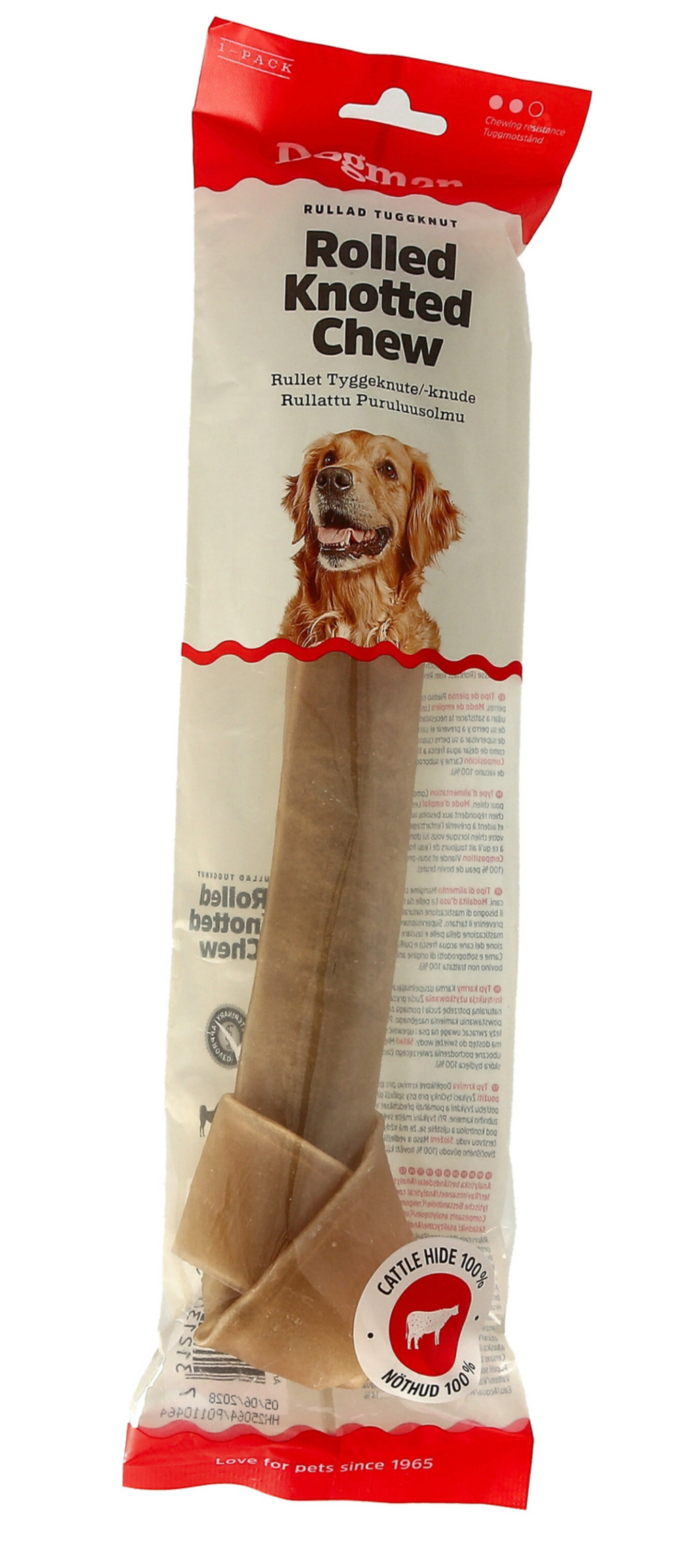 Dogman Tyggeknute Rullet Brun 30cm