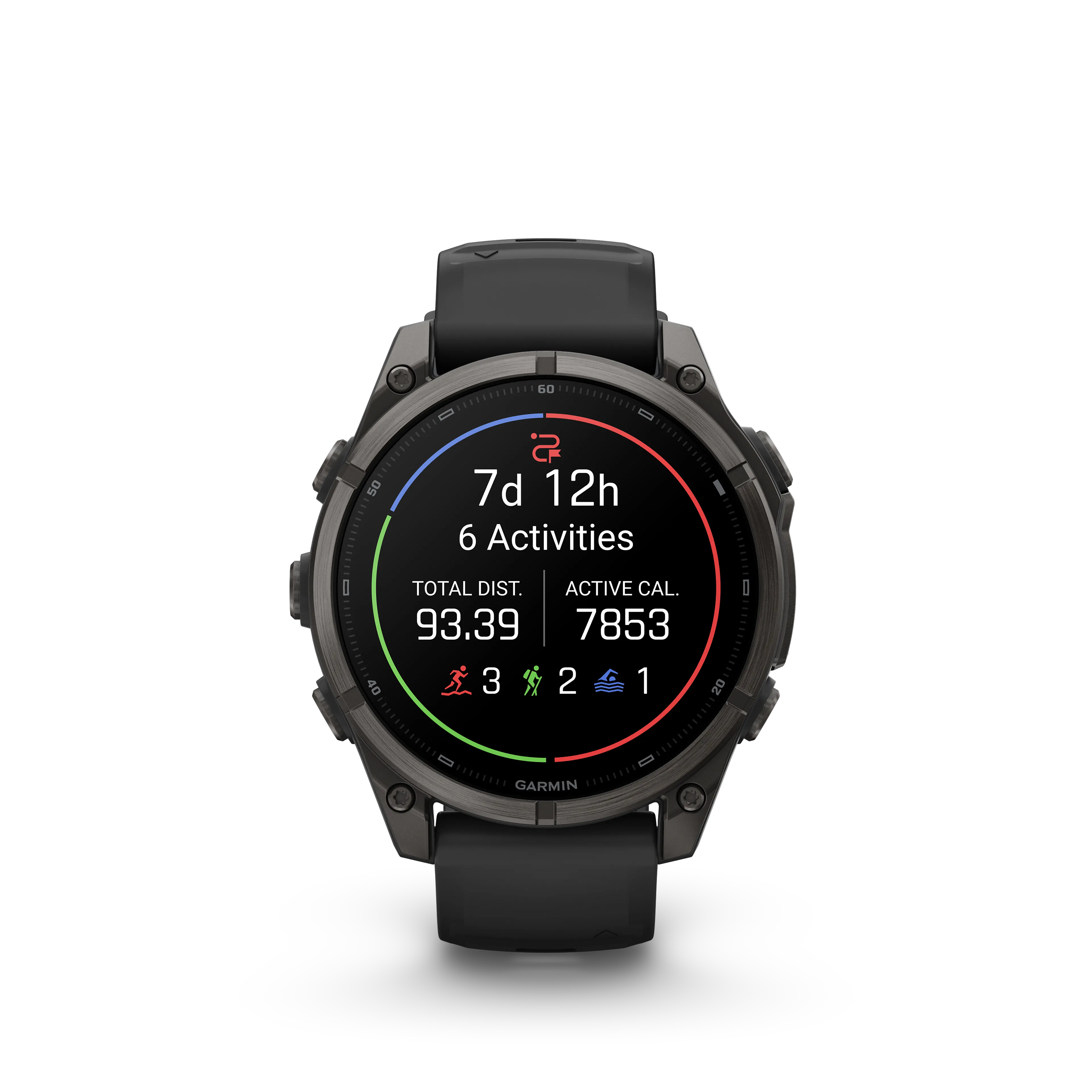 fenix 9 47mm DLC Smartwatch, Carbon gray DLC titanium with black silicone band