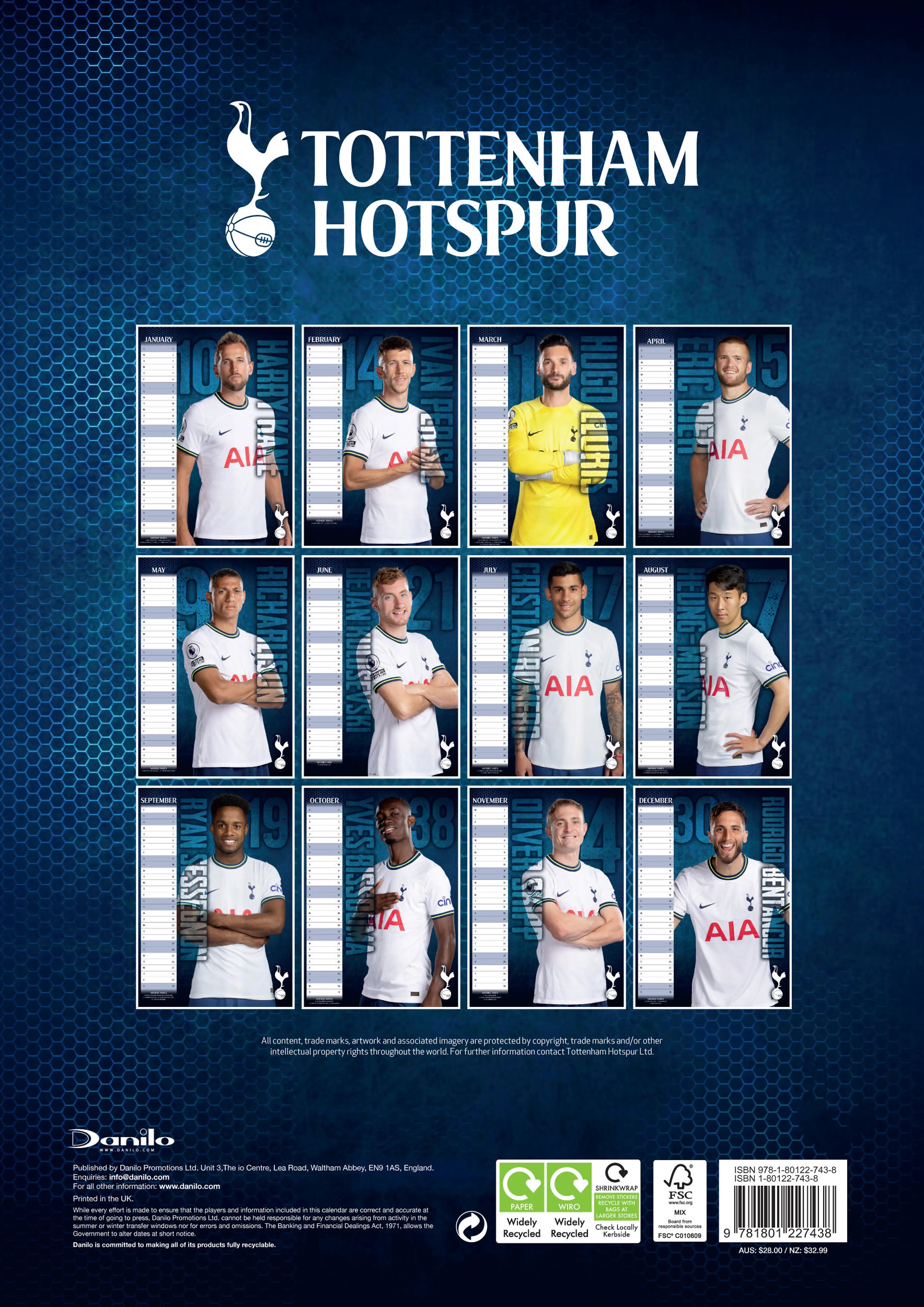 TOTTENHAM HOTSPUR FC 2024 A3 KALENDER
