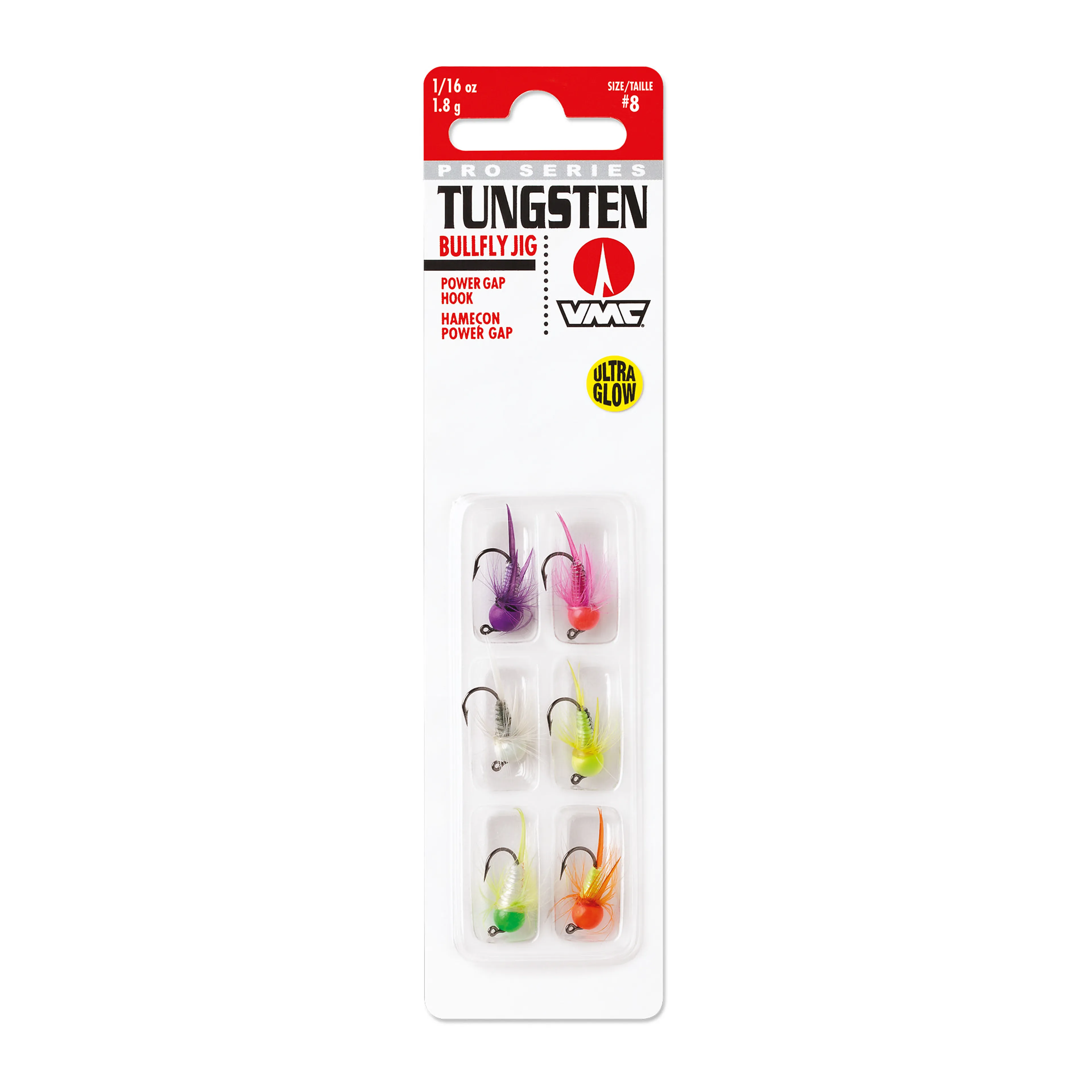 Tungsten Bullfly Kit #10 1,7g Glow 6pk
