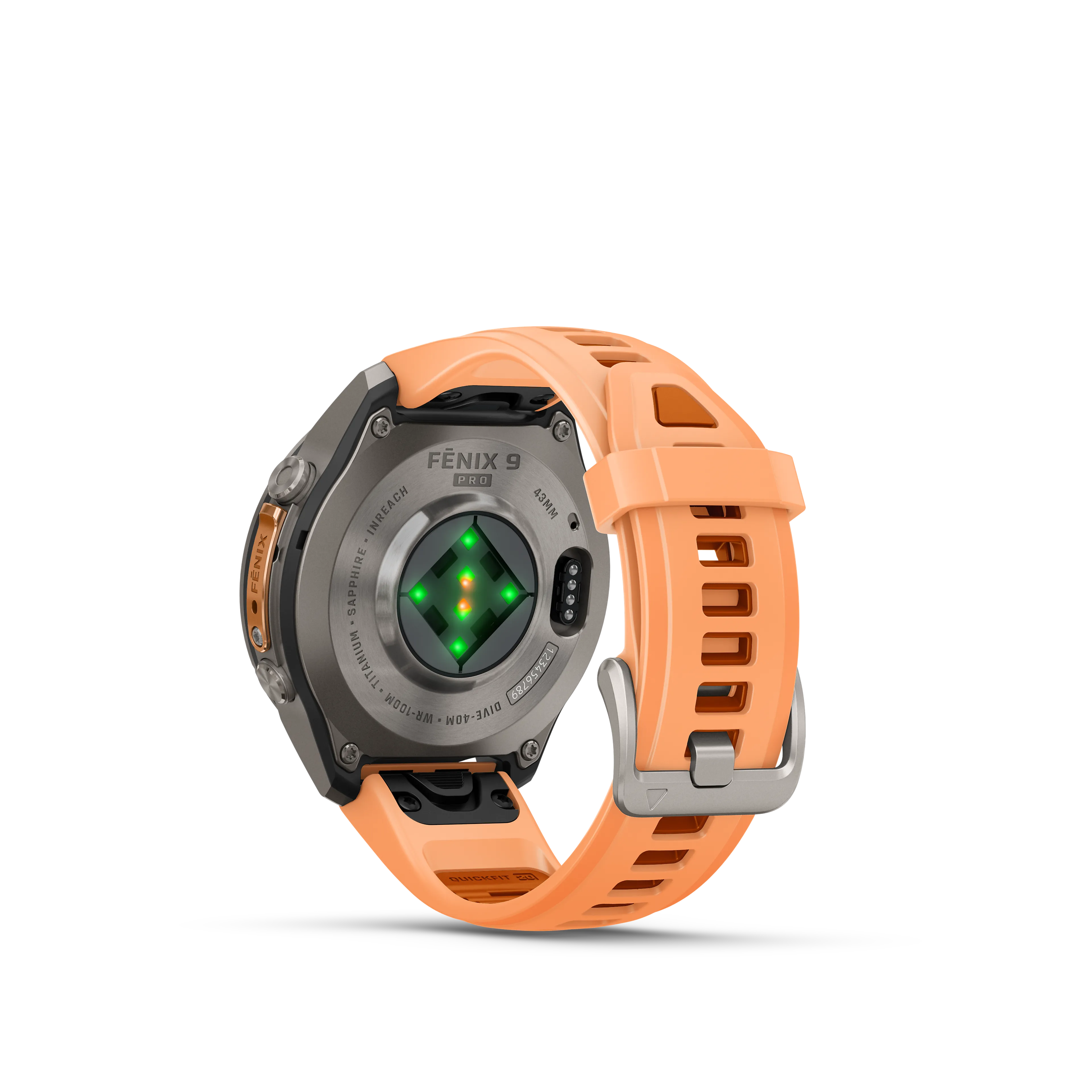 fenix 9 Pro inReach 43mm Ti Smartwatch, Titanium with shell pink/autumn orange silicone band