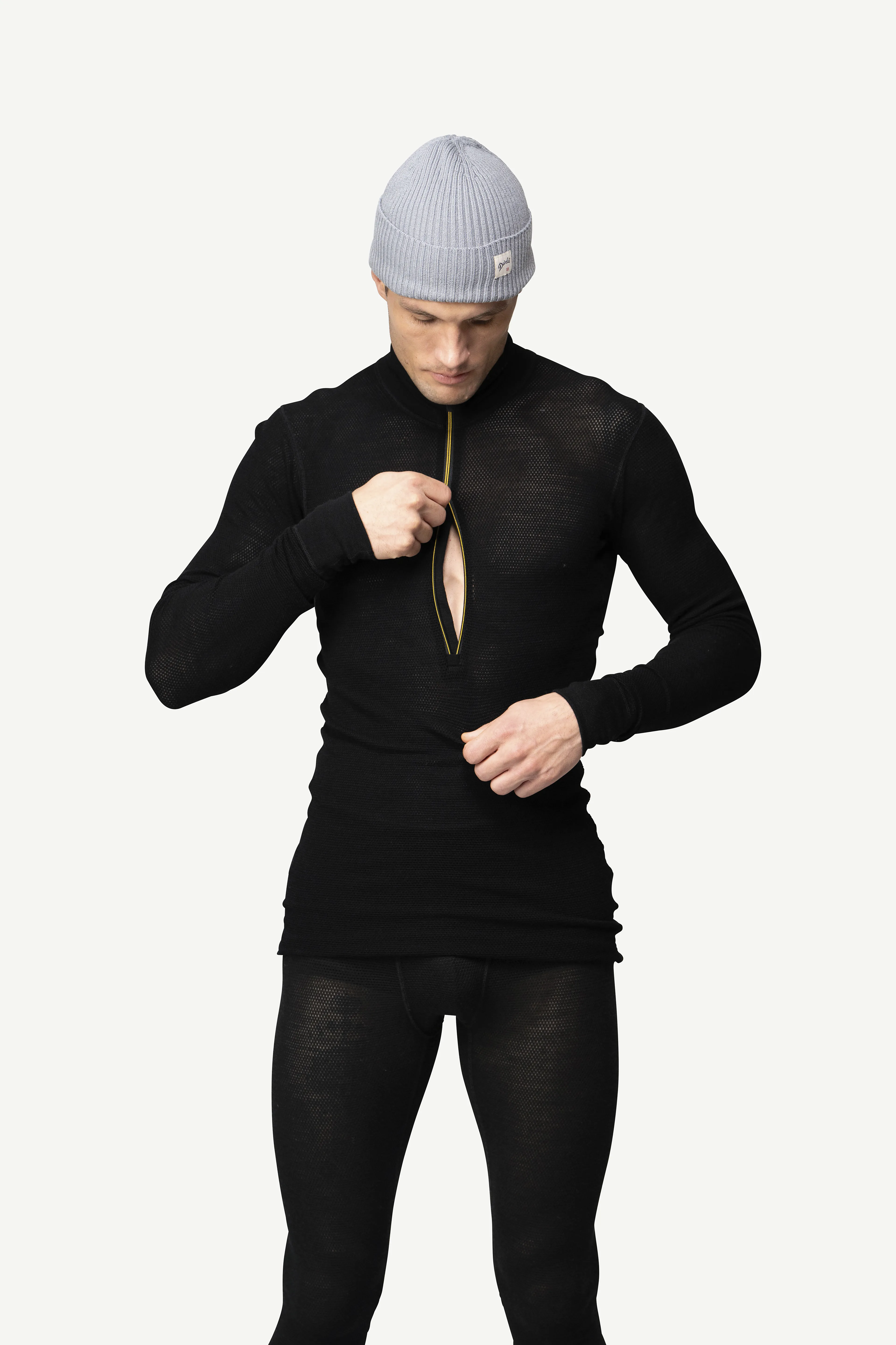 WOOL MESH 190 ZIP NECK MAN
