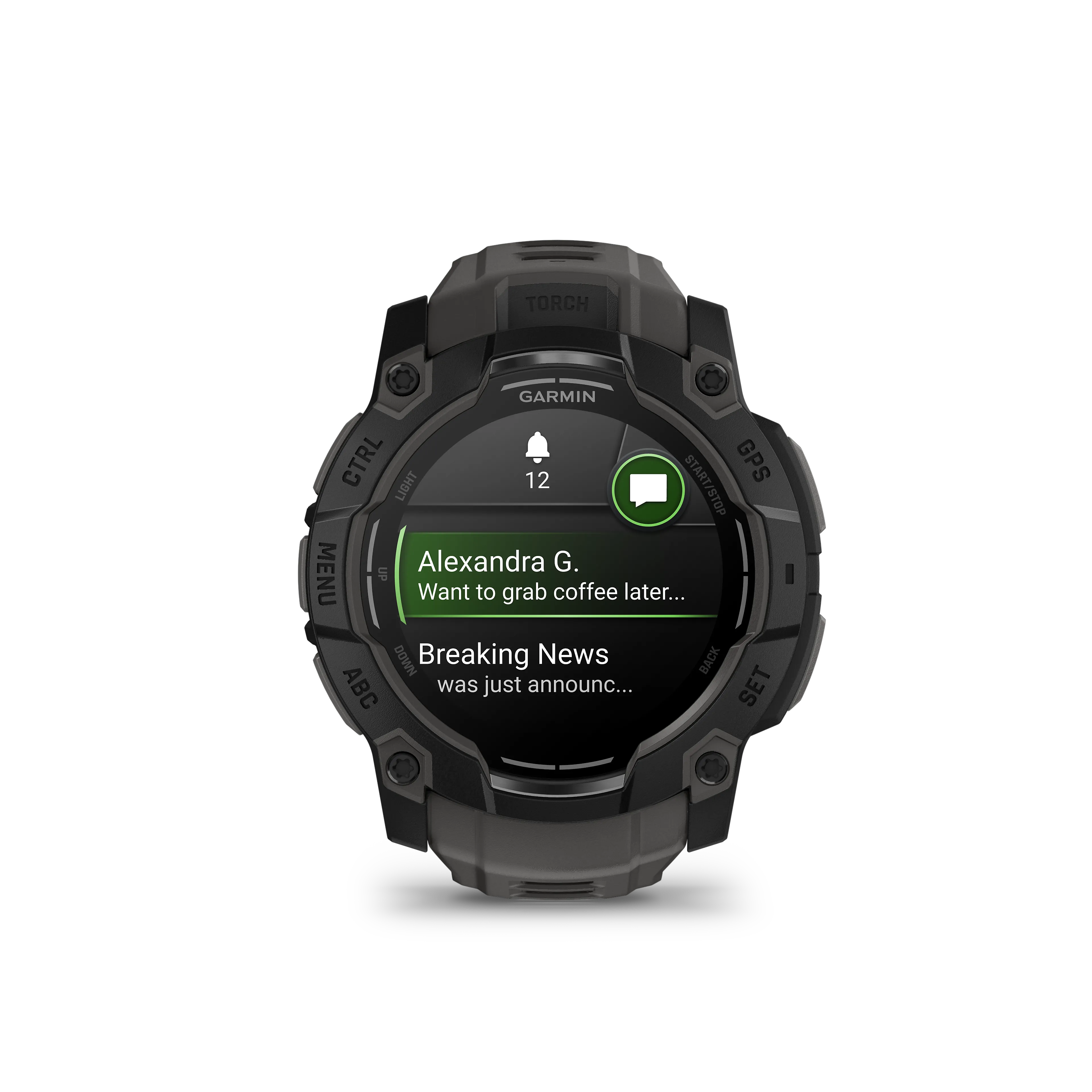 Instinct 3 - 50mm, AMOLED, Black Bezel with Charcoal Band
