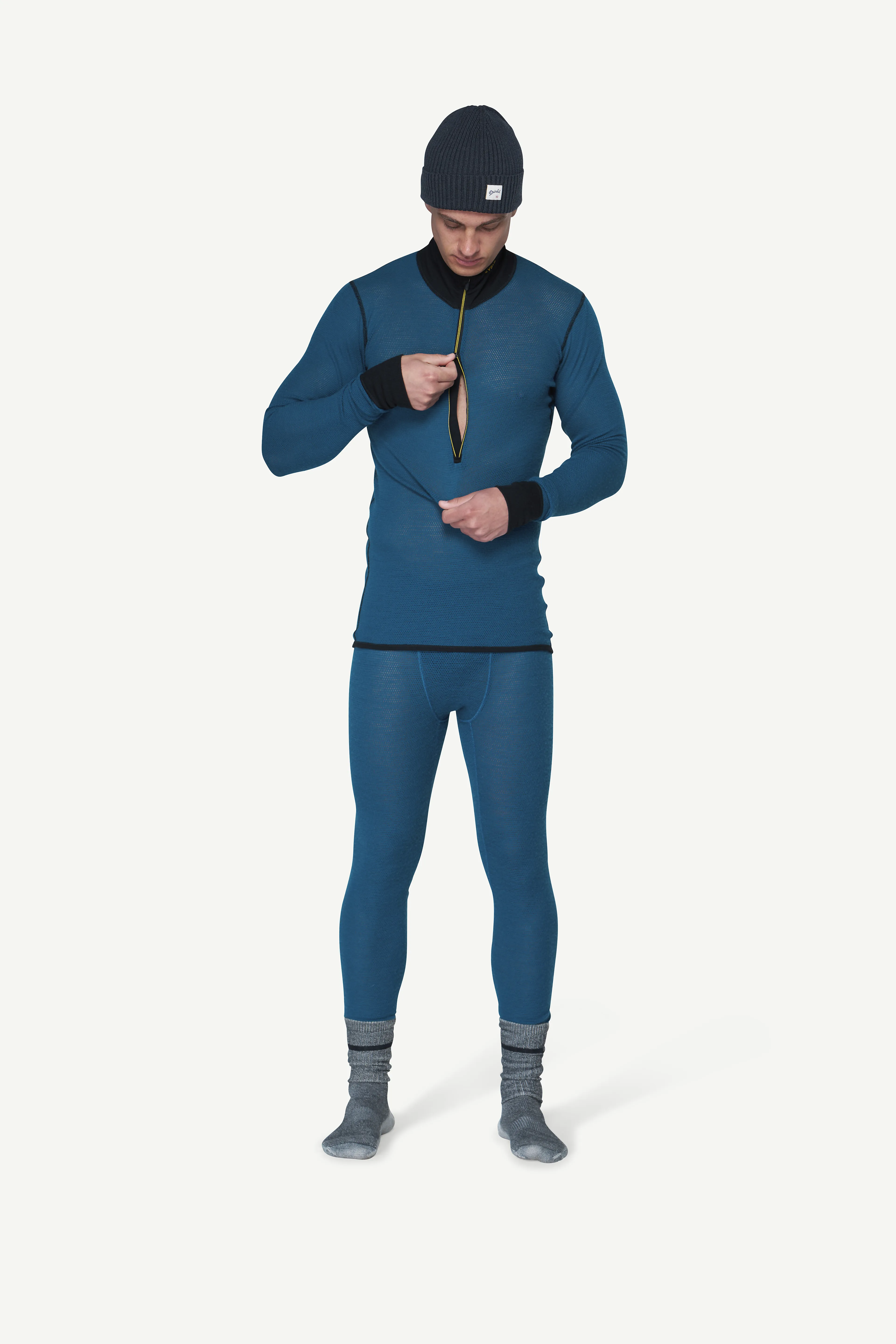 WOOL MESH 190 ZIP NECK MAN