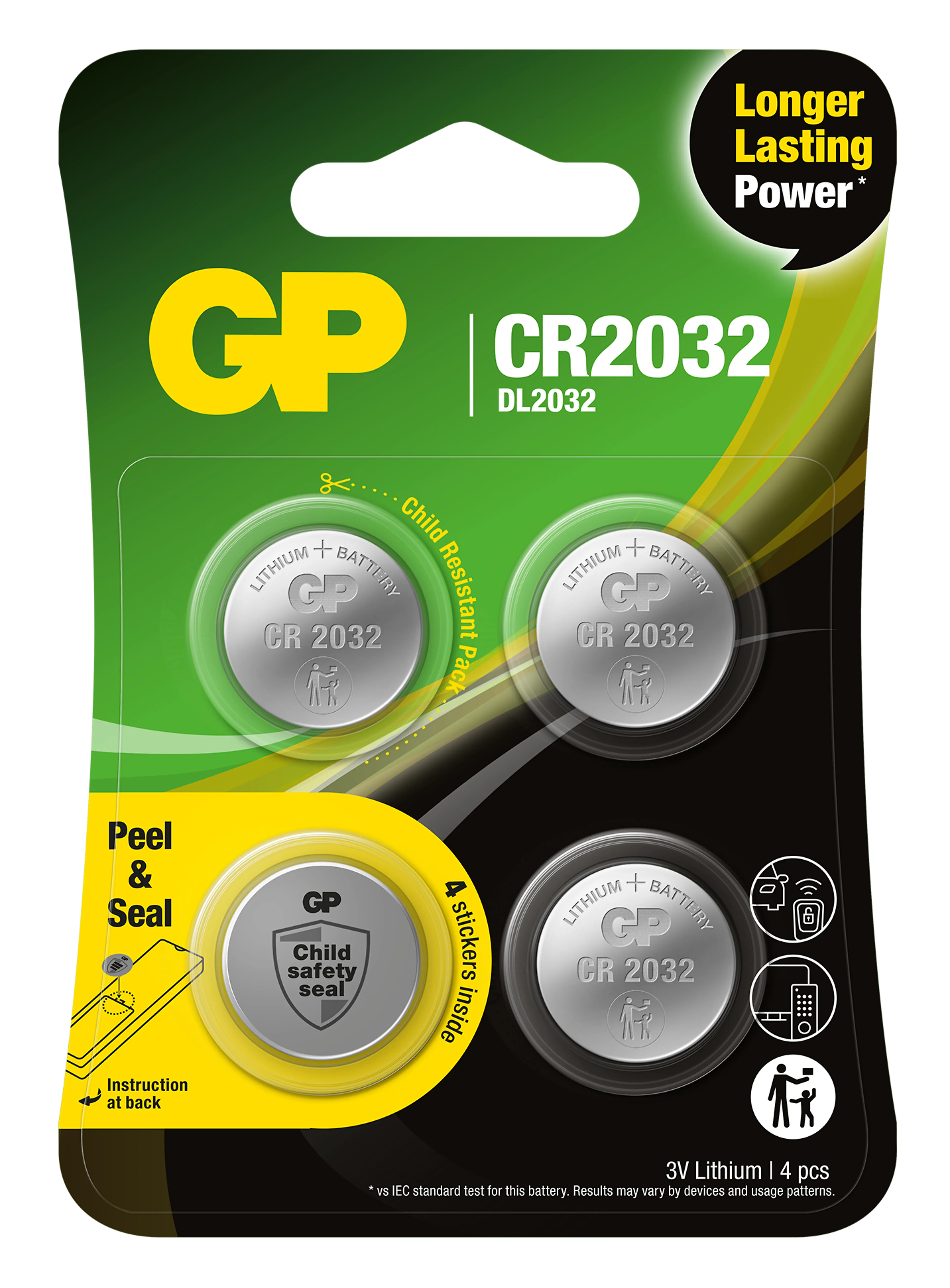 Batteri CR2032 Lithium 4pk 3 V
