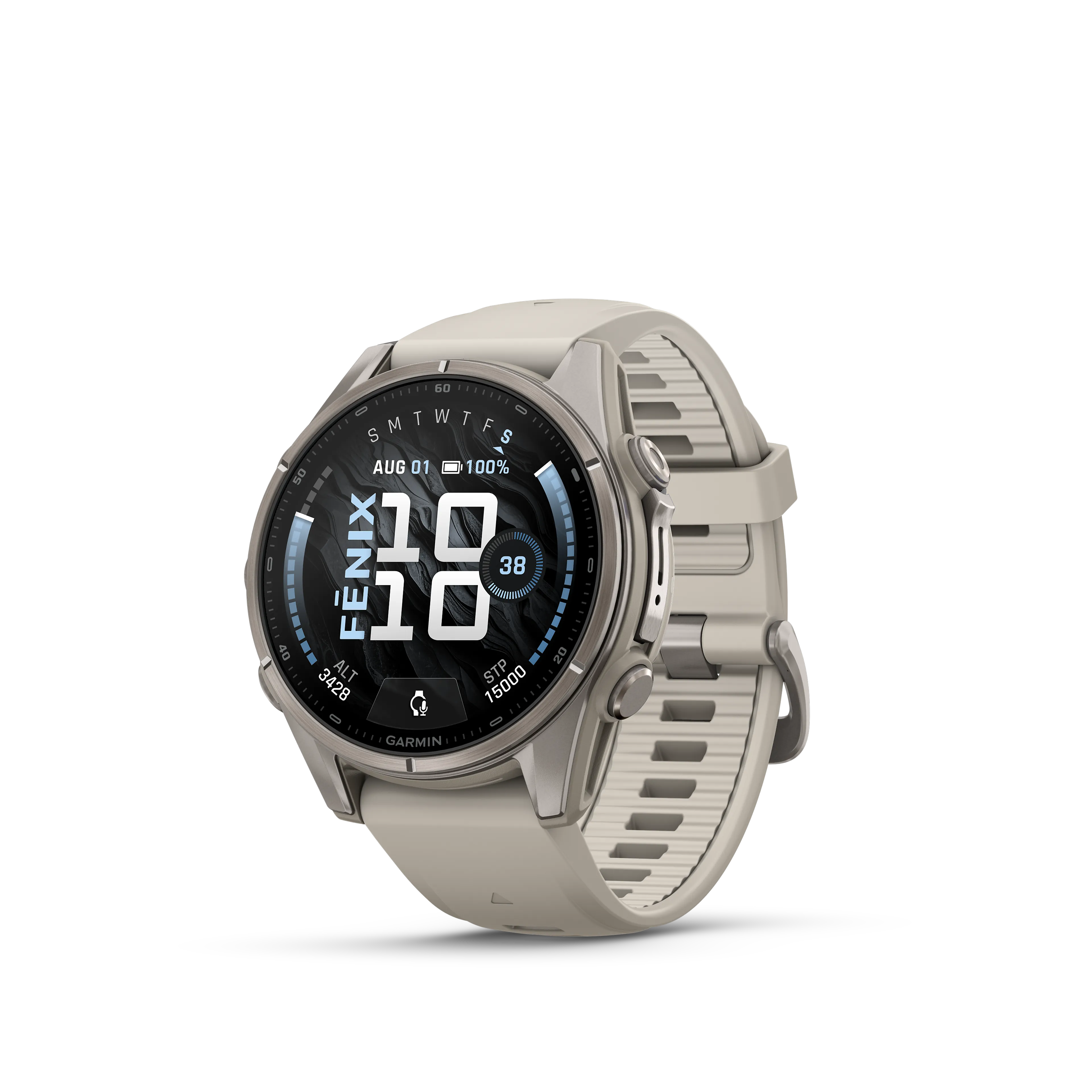 Fenix 9 43 mm, Titanium with fog gray silicone band