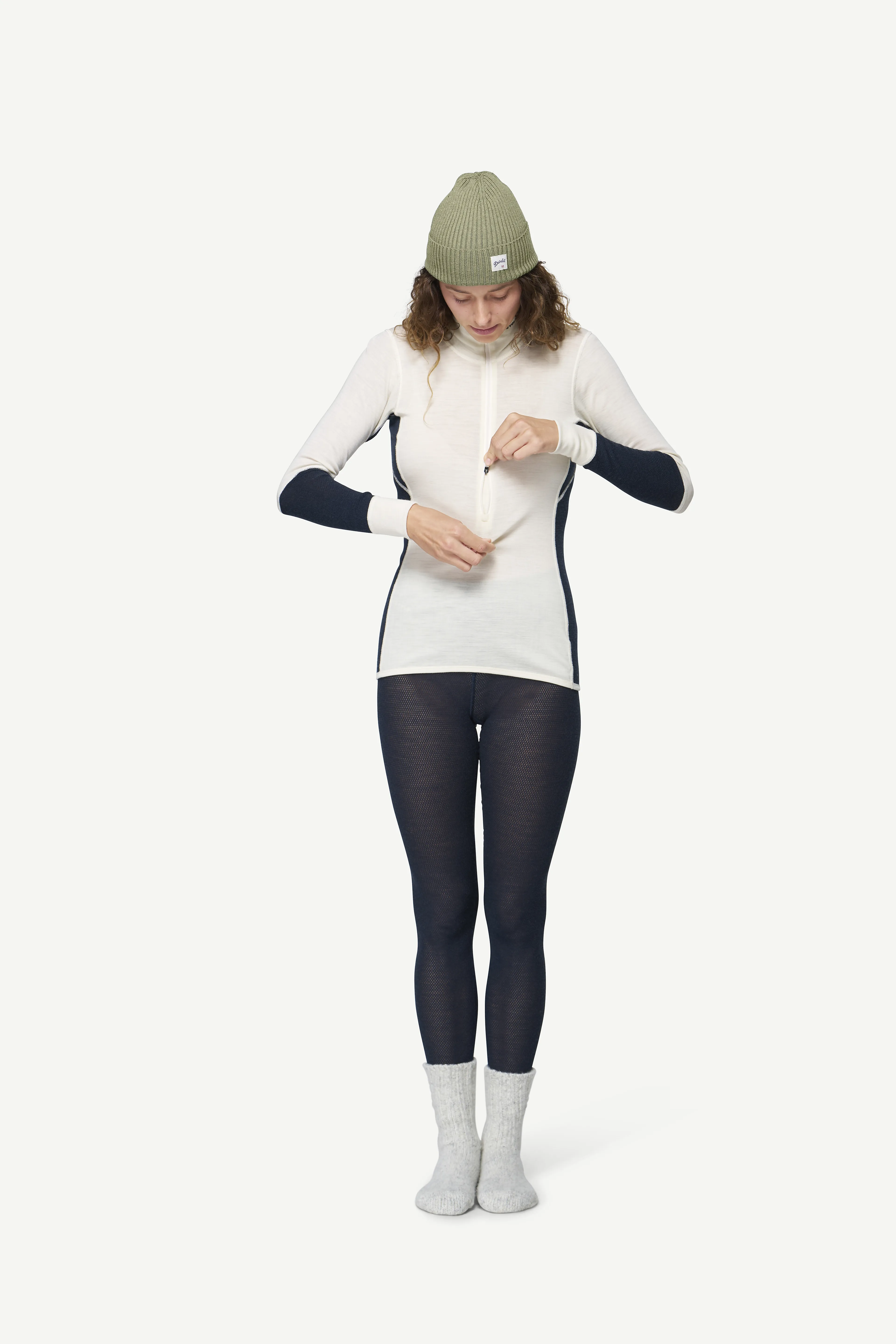 WOOL MESH 190 ZIP NECK WMN