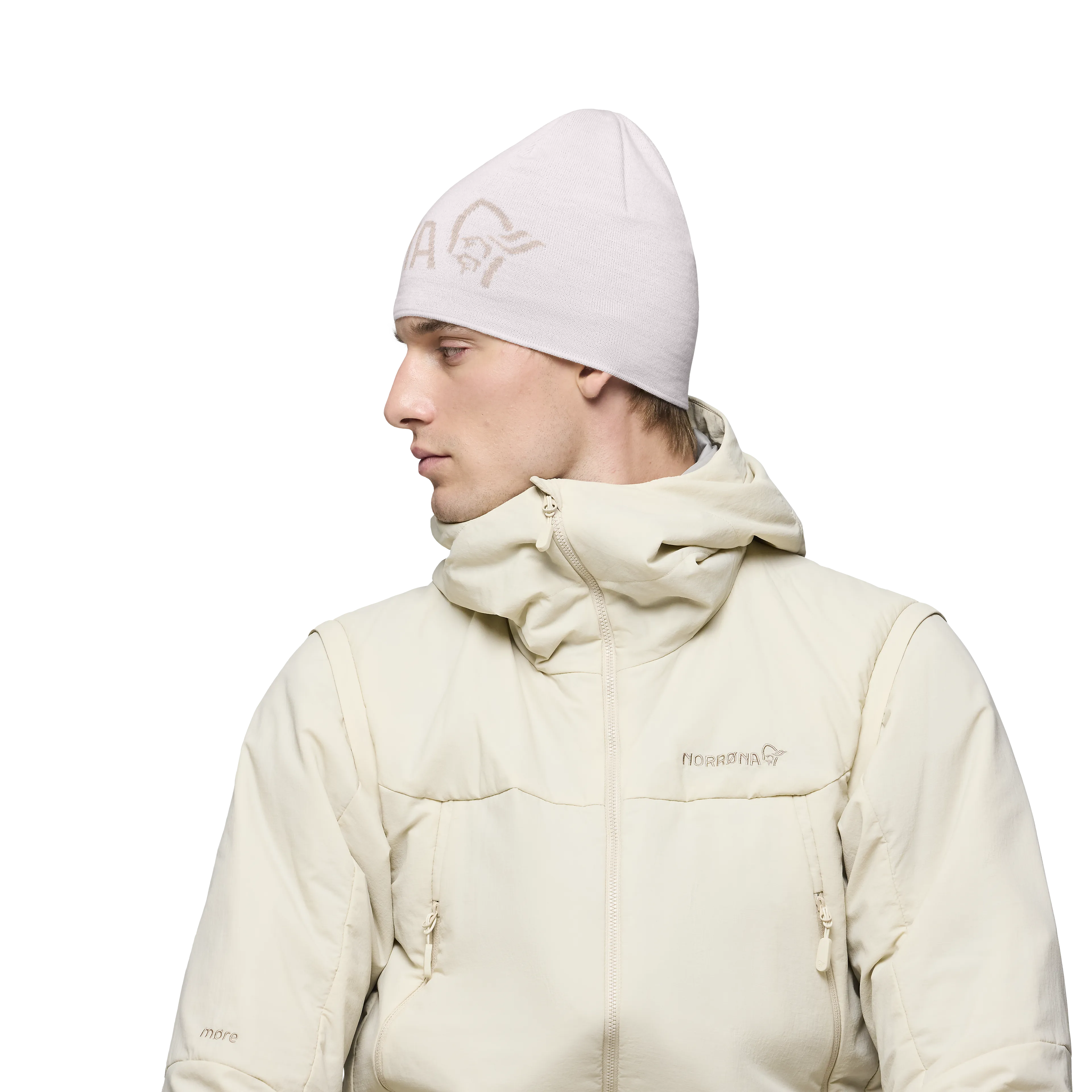 /29 light merinoUll logo Beanie