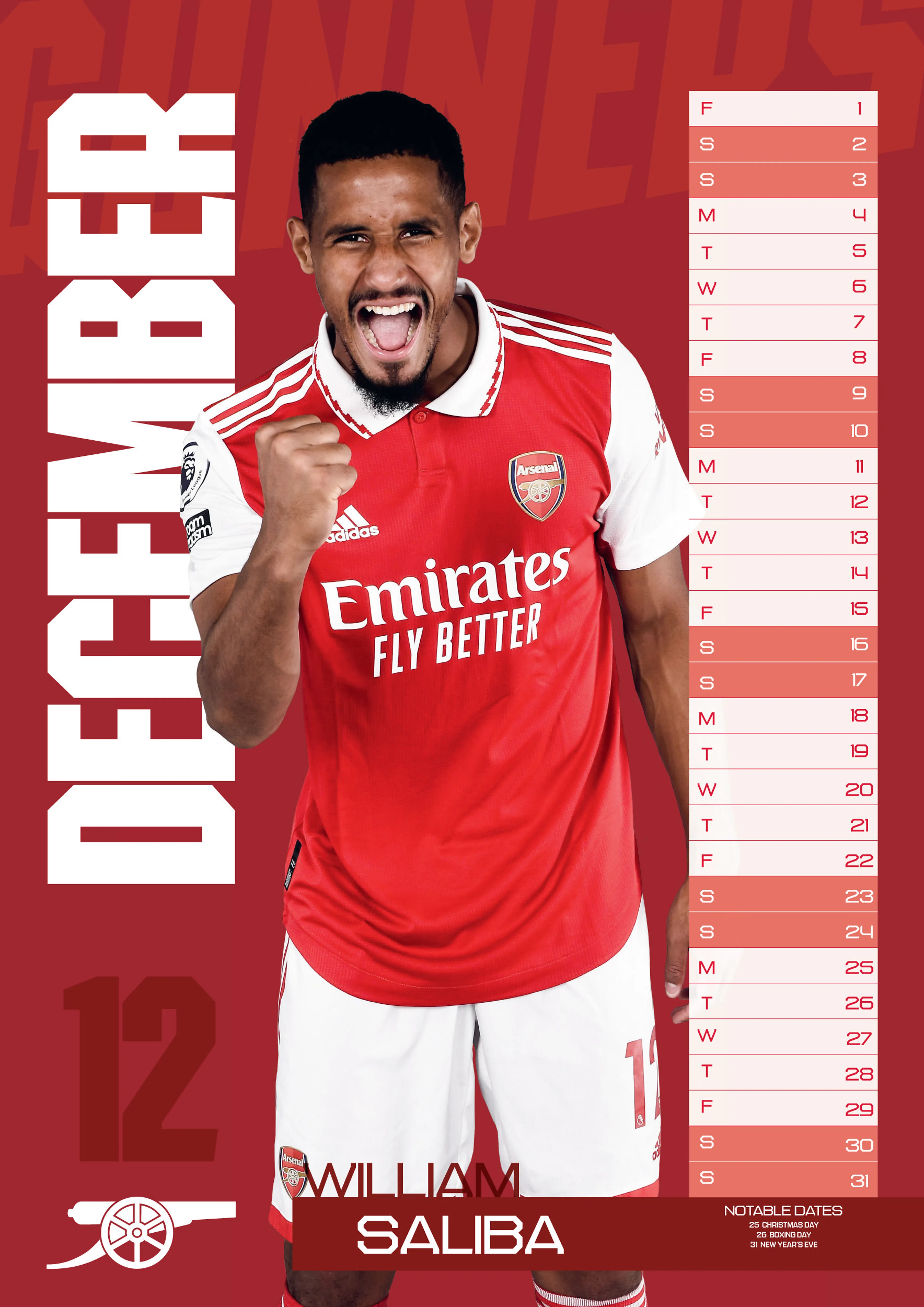 ARSENAL FC 2024 A3 KALENDER ARSENAL FC 2024 A3 KALENDER