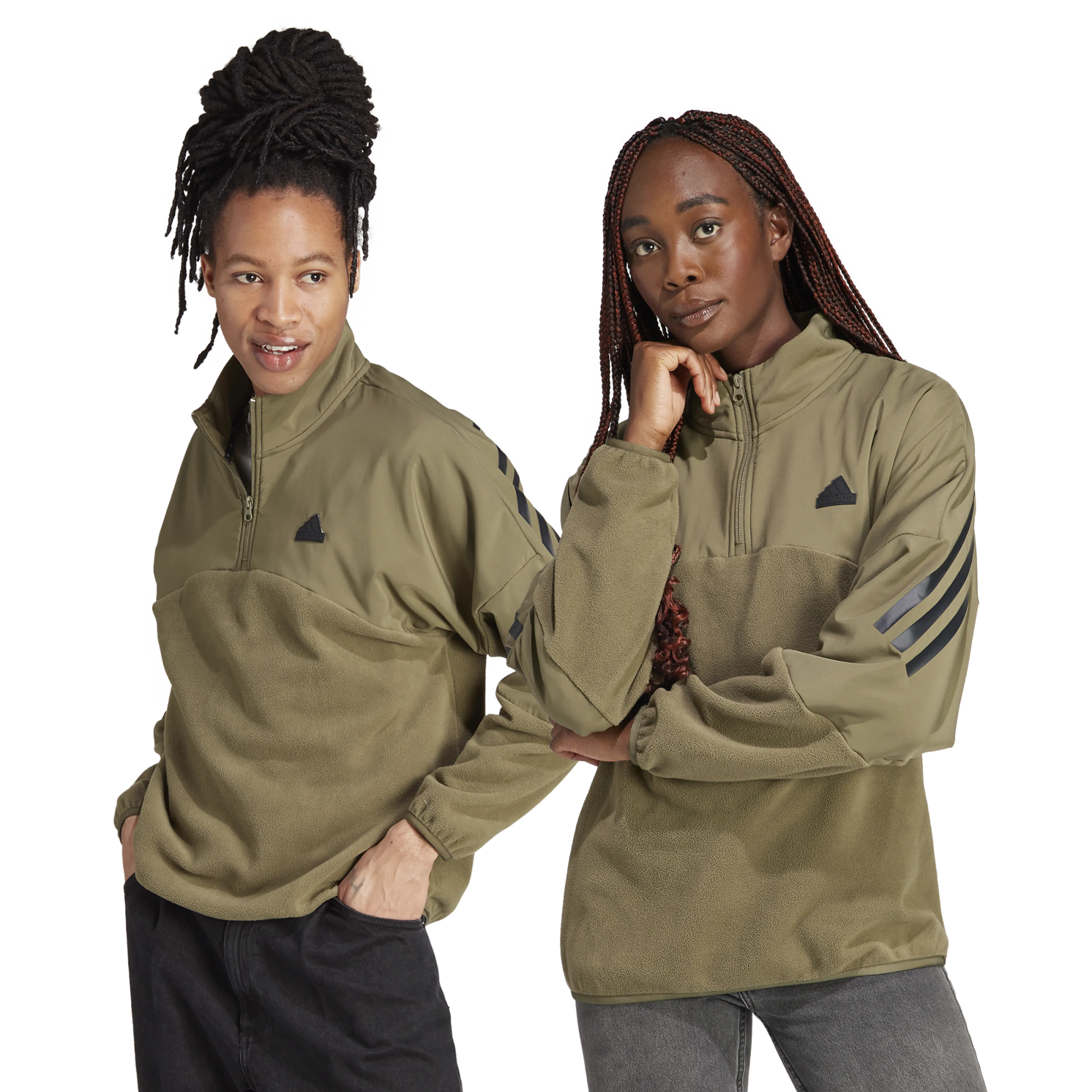Future Icons 3-Stripes 1/4-Zip genser herre