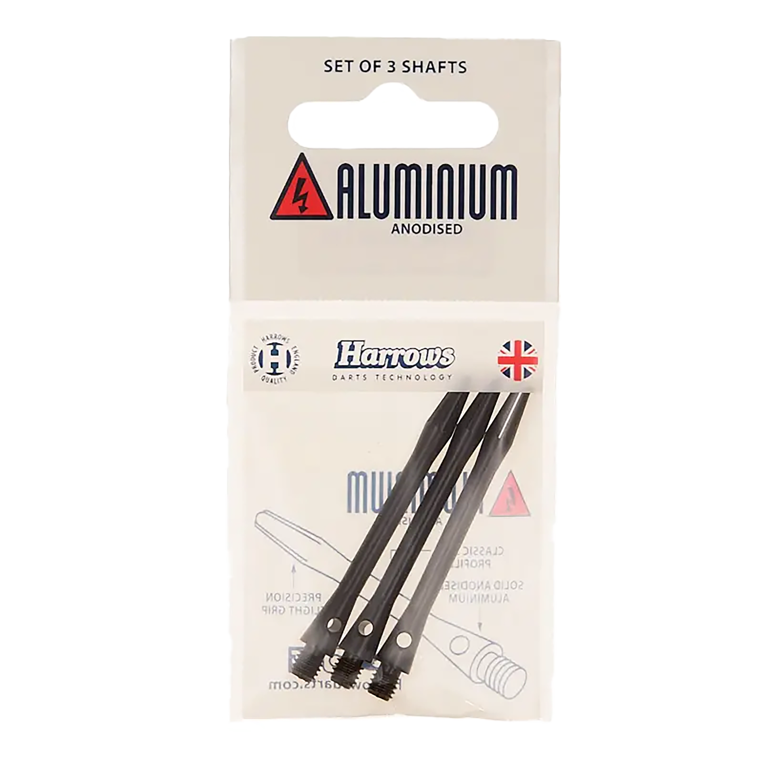 Harrows Dart Shafts Anodised Aluminium Medium Black 3 Pcs