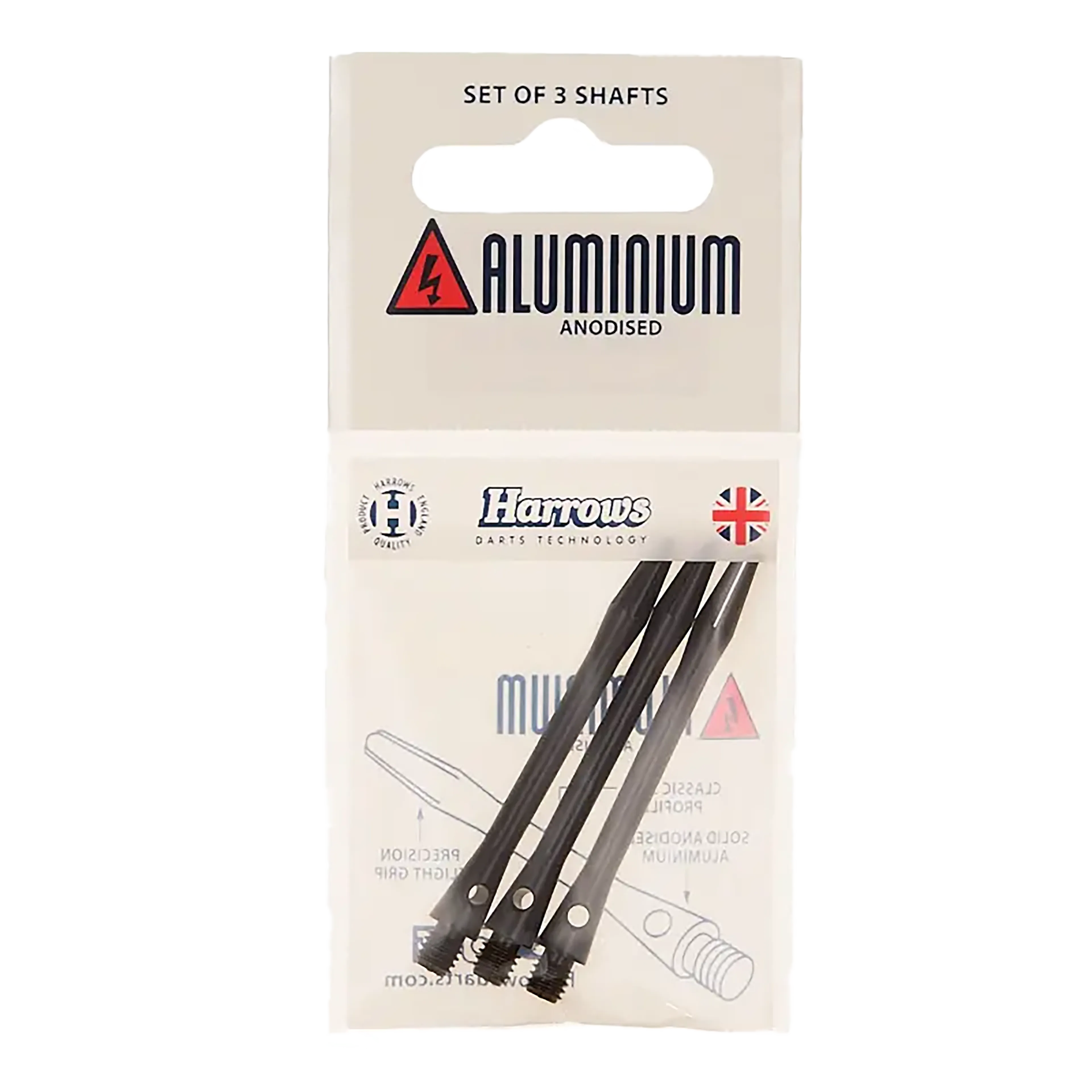 Harrows Dart Shafts Anodised Aluminium Medium Black 3 Pcs