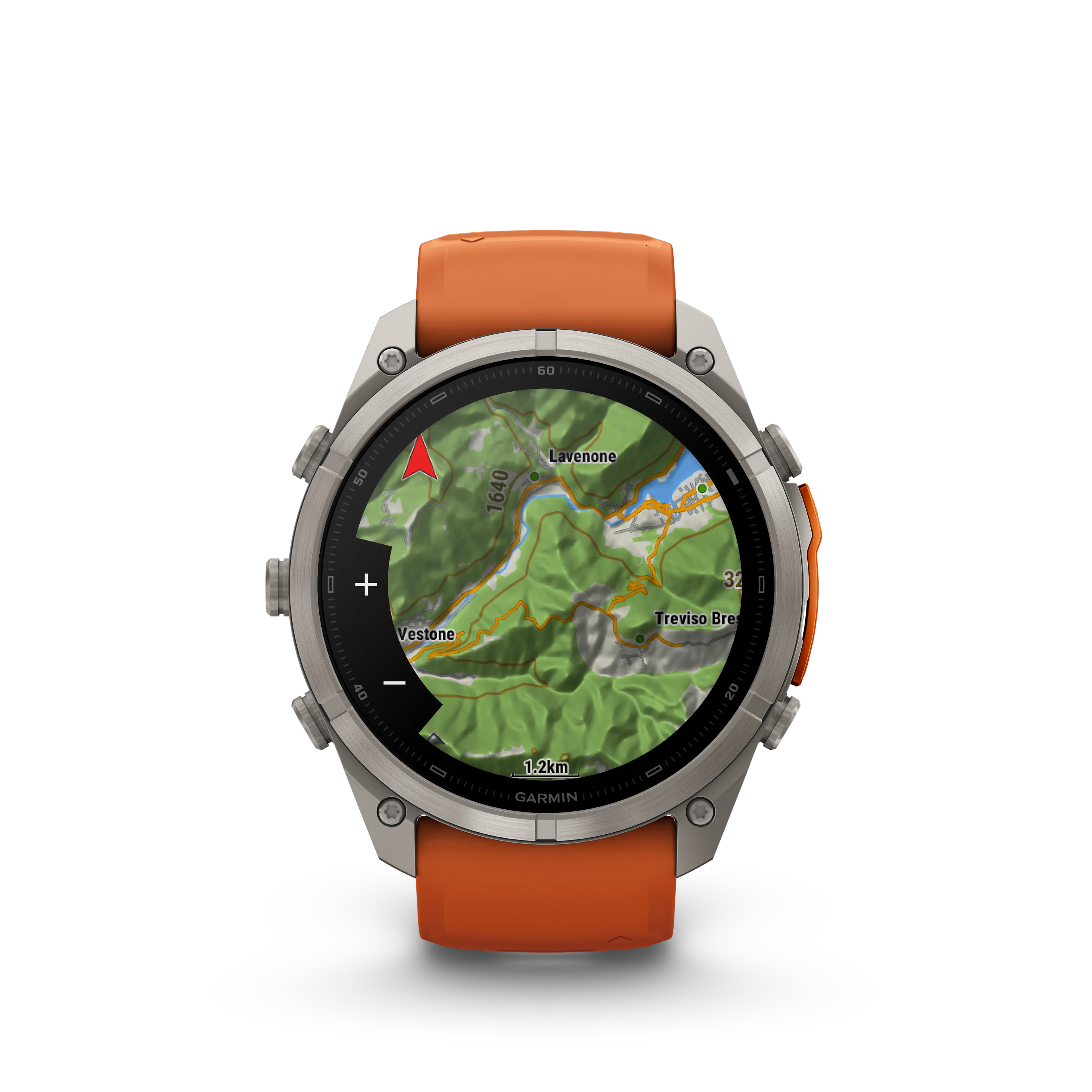 Fenix 9 Pro  inReach, 51 mm, Titanium with autumn orange/spark orange silicone band
