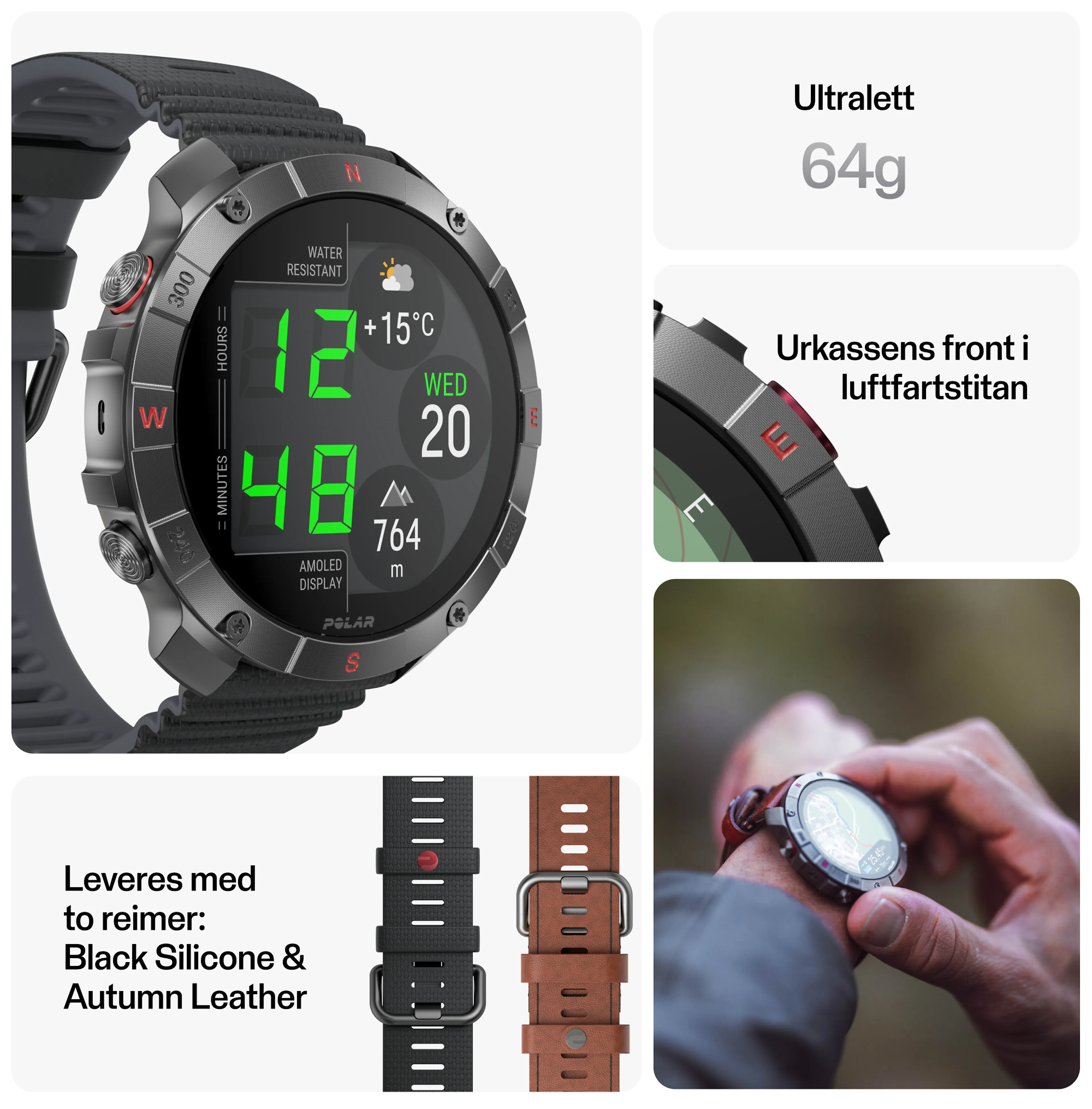 POLAR GRIT X2 PRO TI LTHR BRNZ M/L